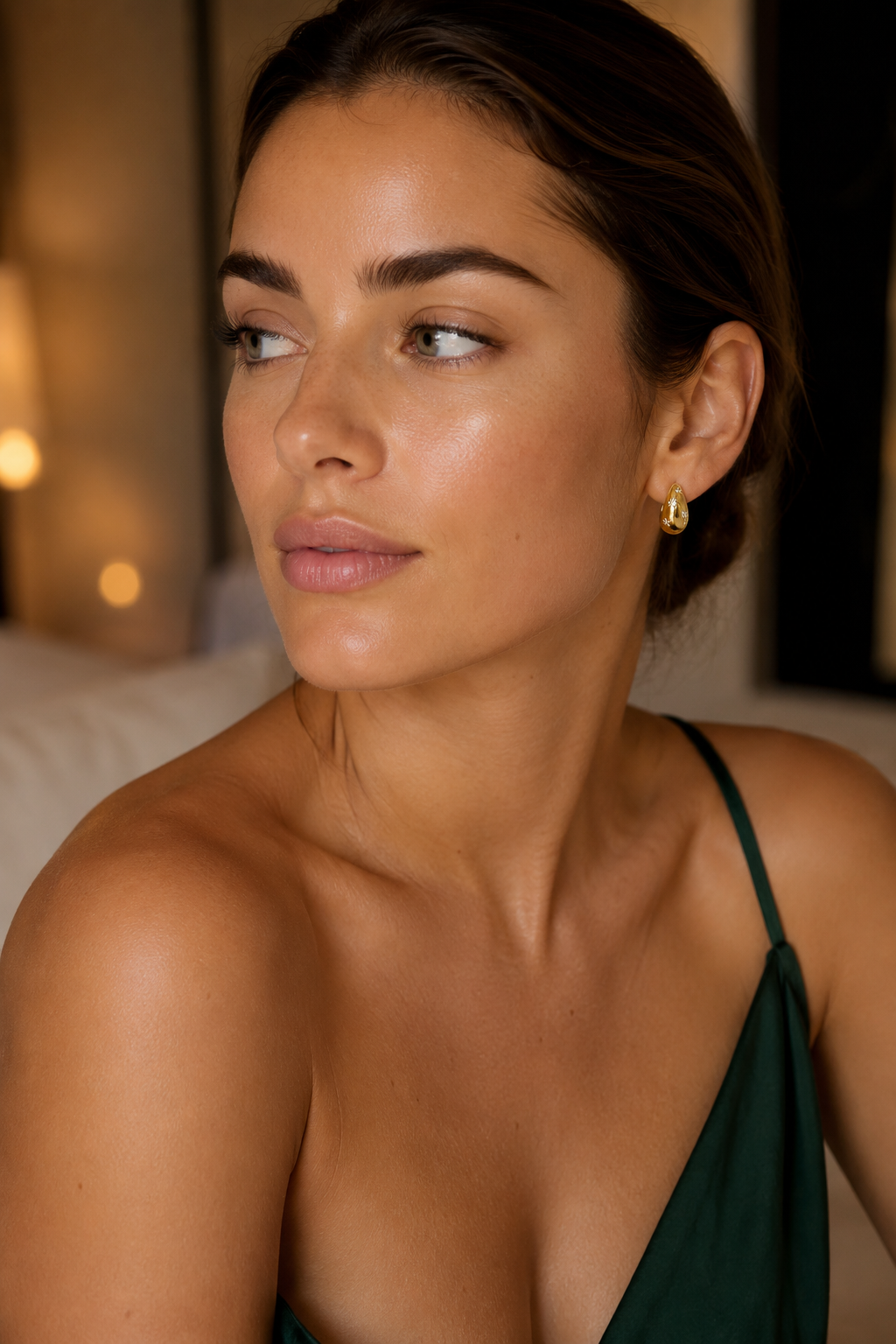 Star Engraved Teardrop Earrings Gold