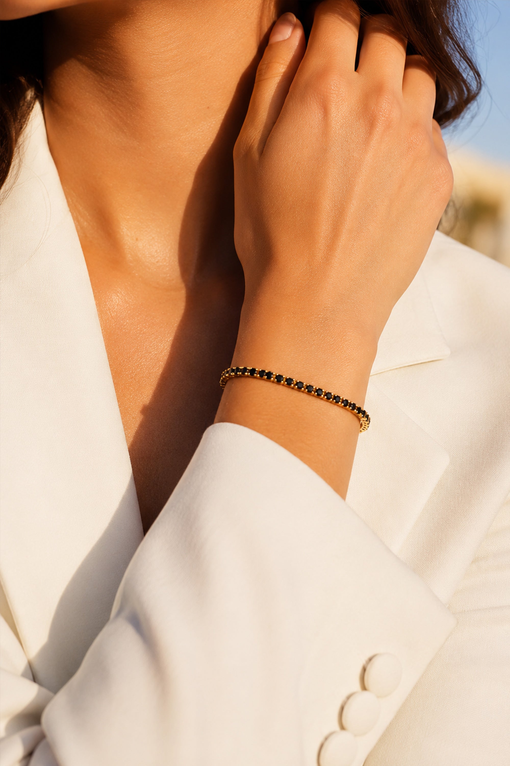 Noir Tennis Bracelet Gold