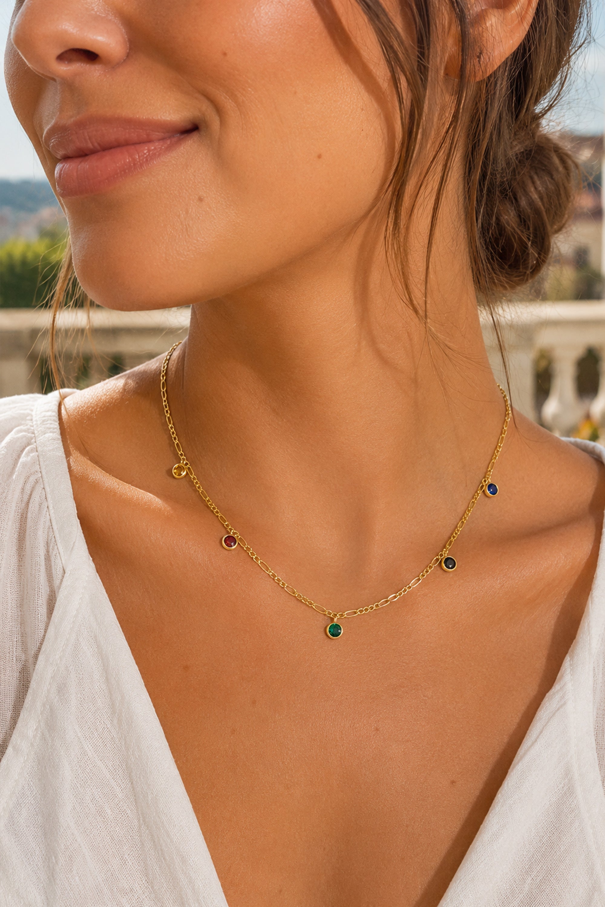 Gem Drop Necklace Gold