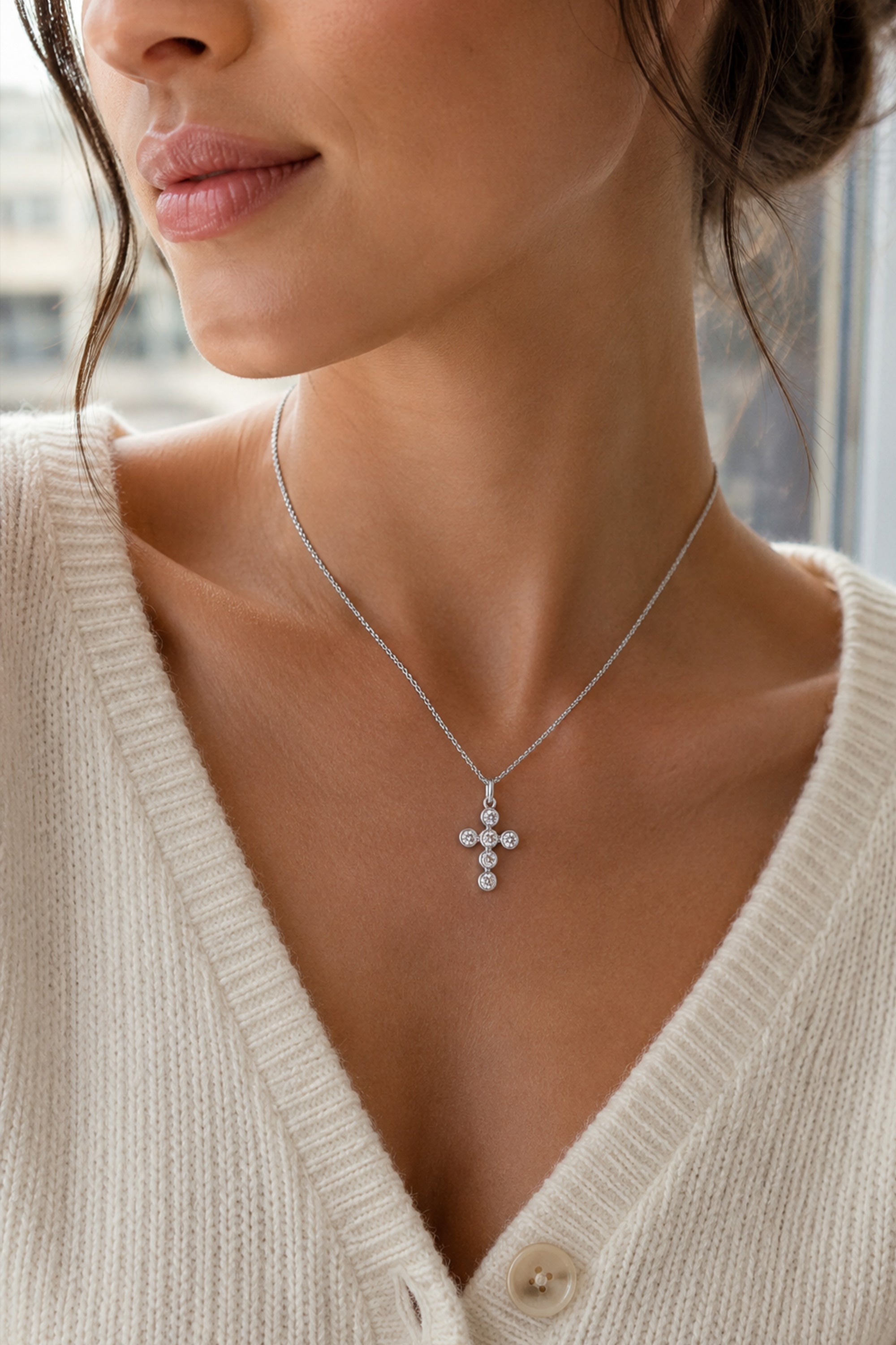 Flux Cross Necklace Silver