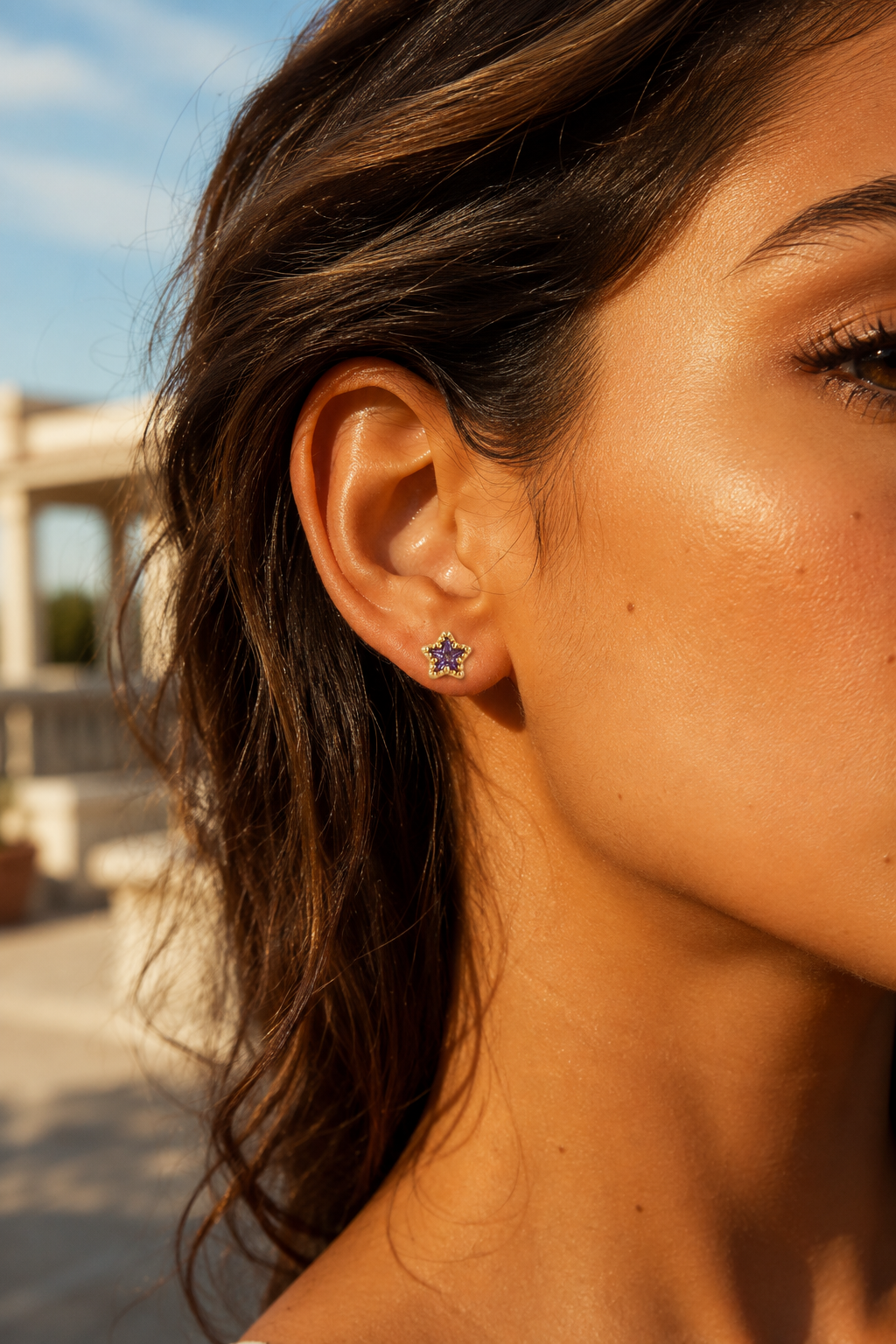 Star Purple Studs Gold