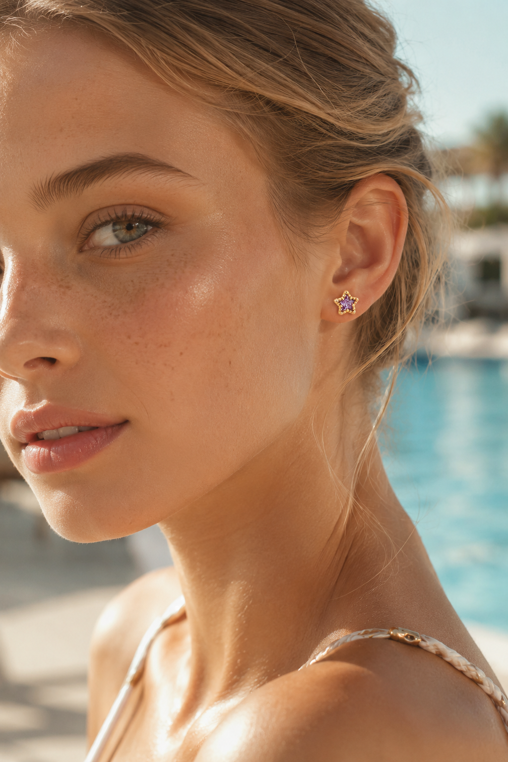 Star Purple Studs Gold