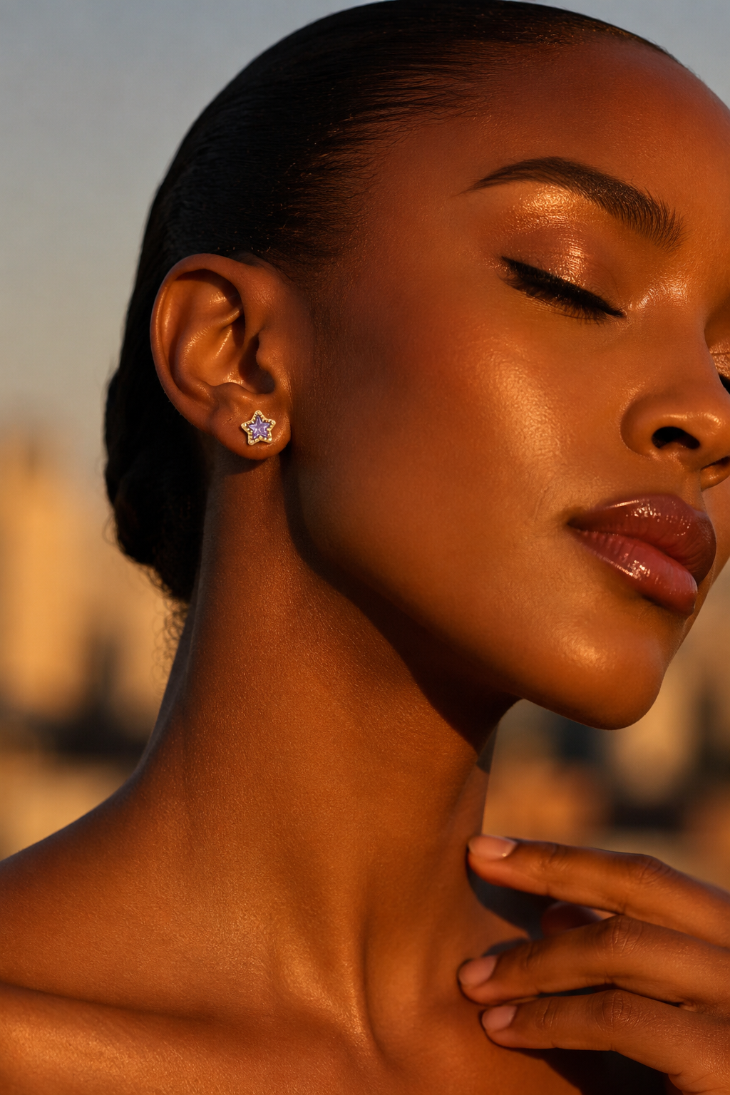 Star Purple Studs Gold