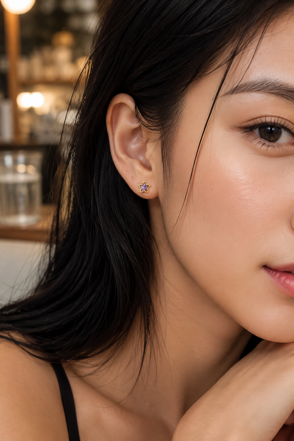 Star Purple Studs Gold