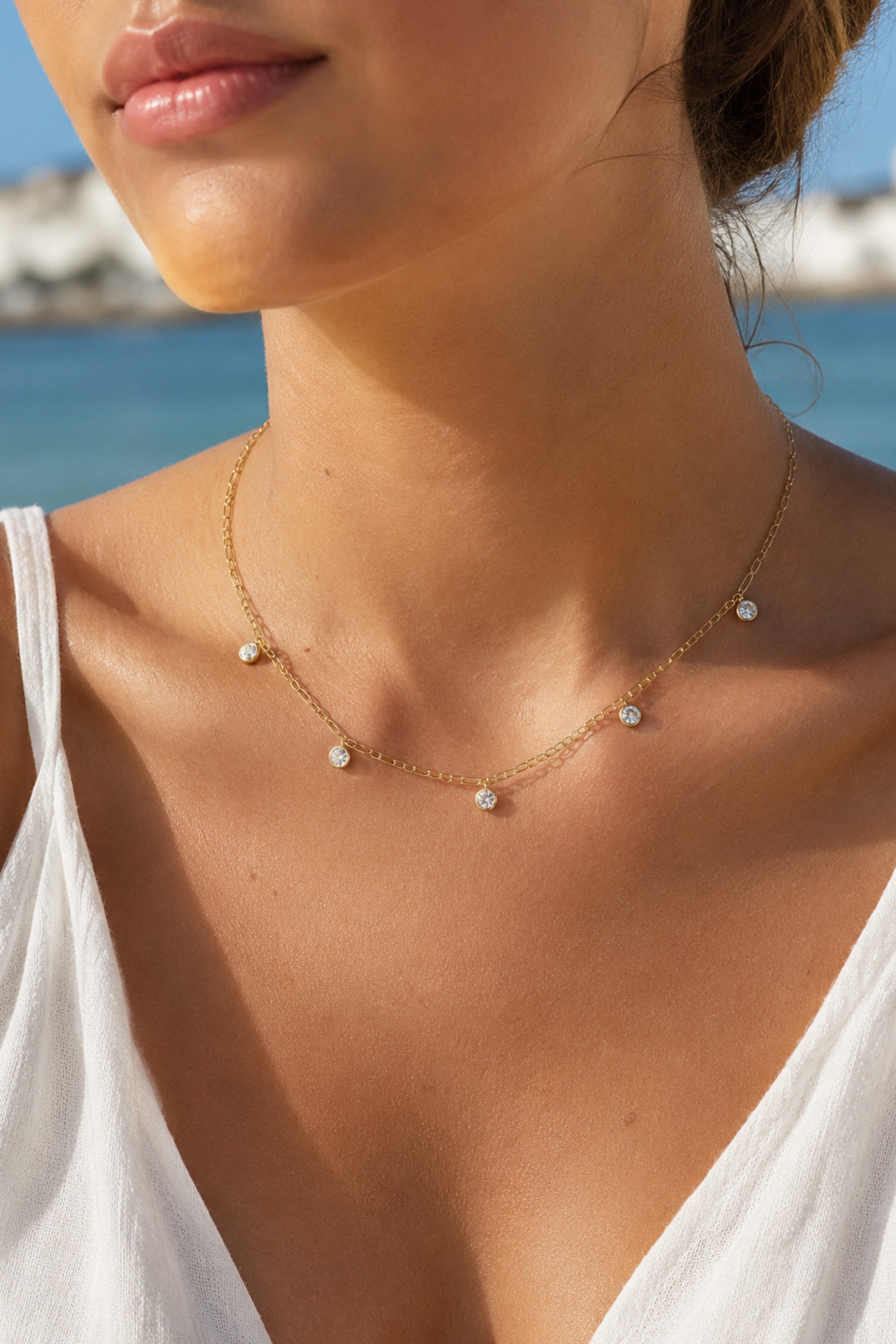 Aura CZ Necklace Gold