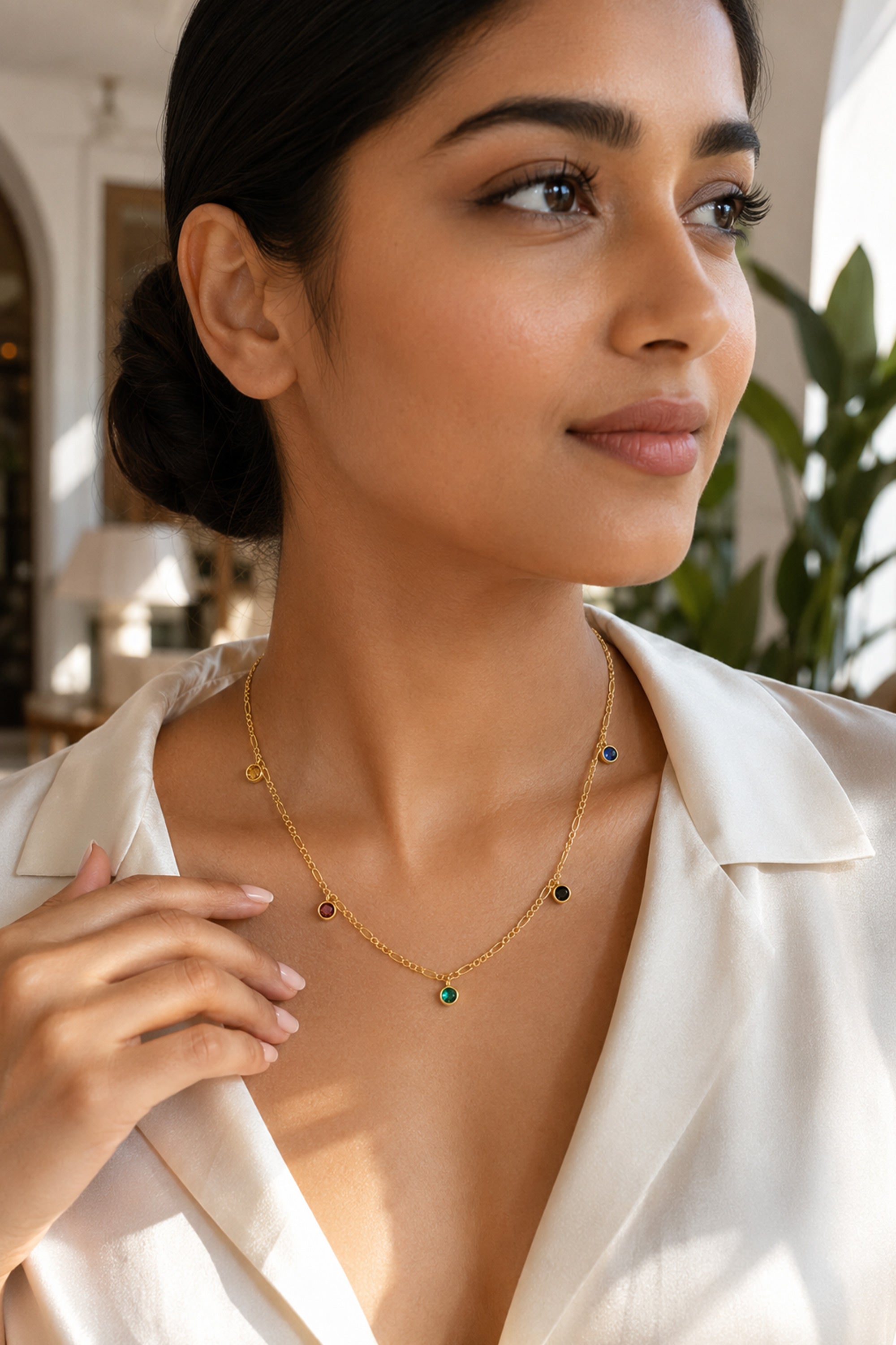 Gem Drop Necklace Gold