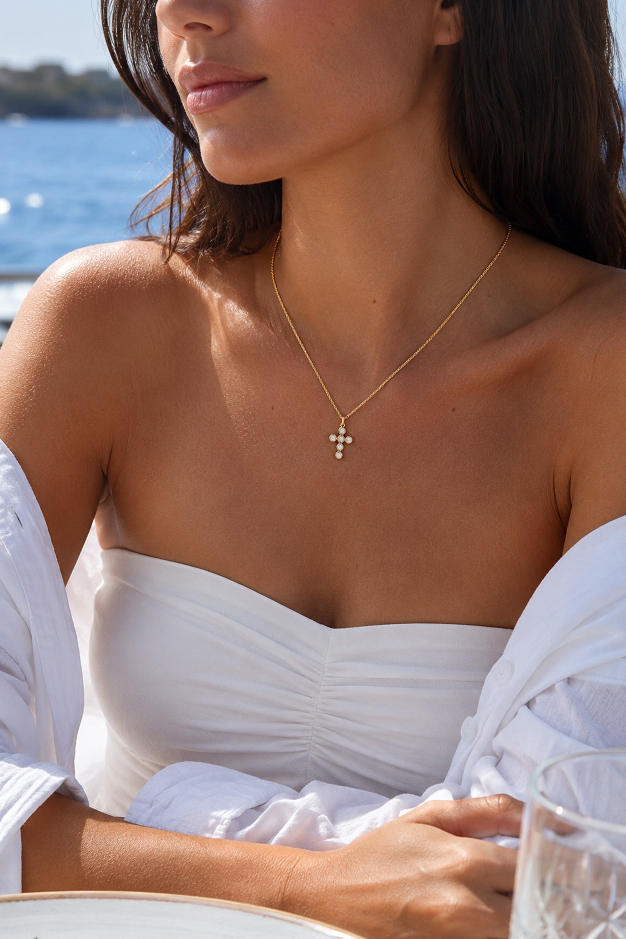 Flux Cross Necklace Gold
