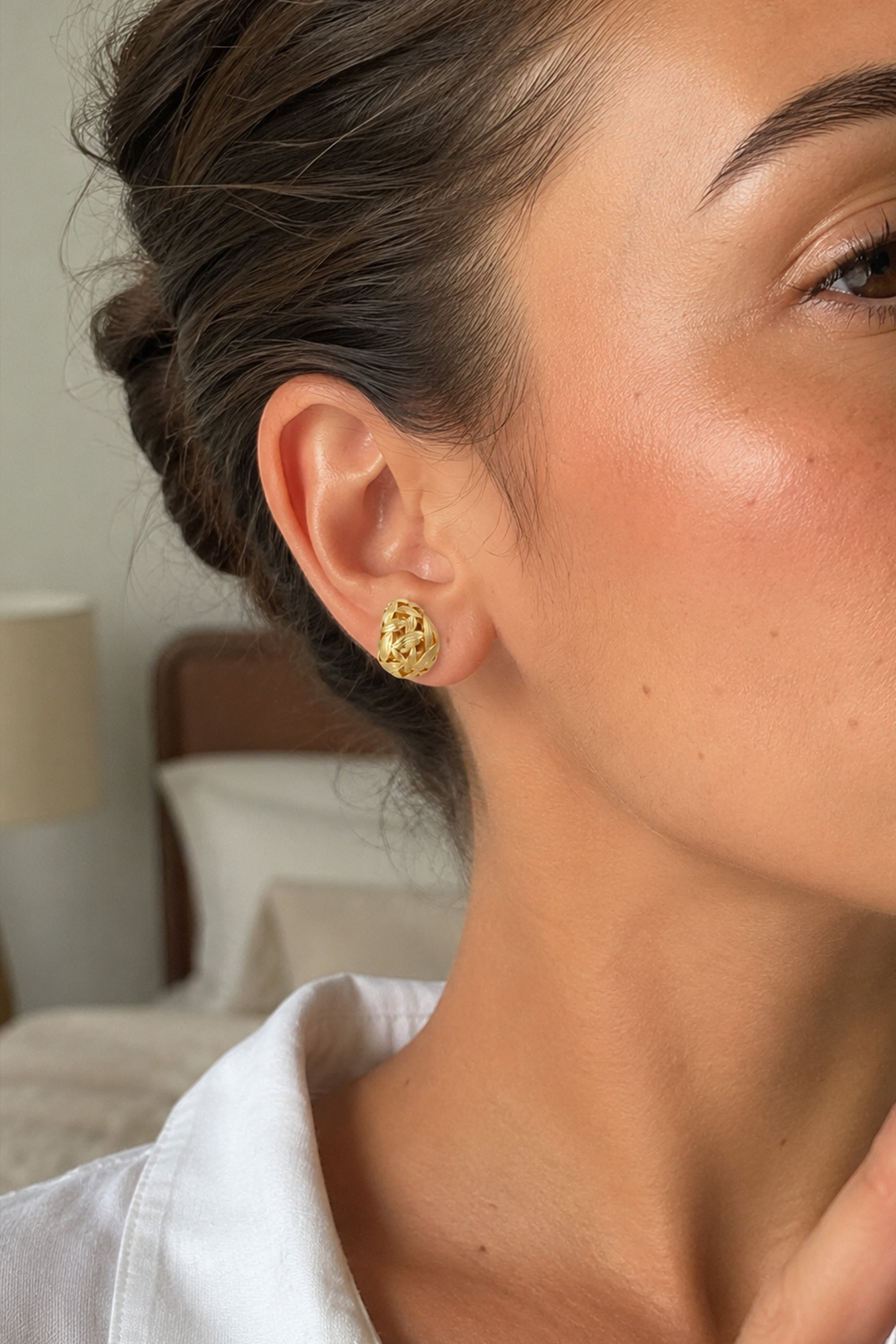 Woven Teardrop Studs Gold
