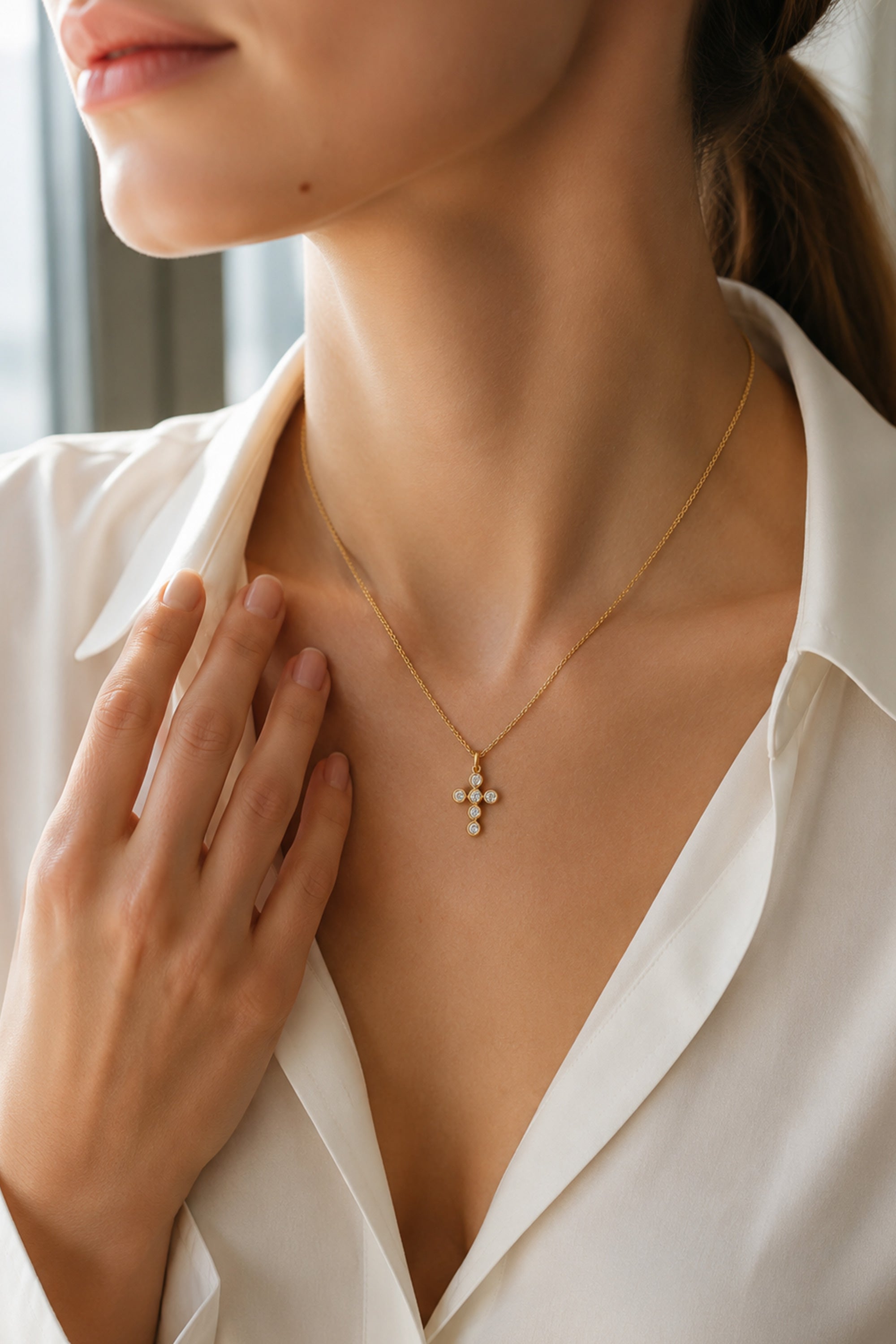 Flux Cross Necklace Gold