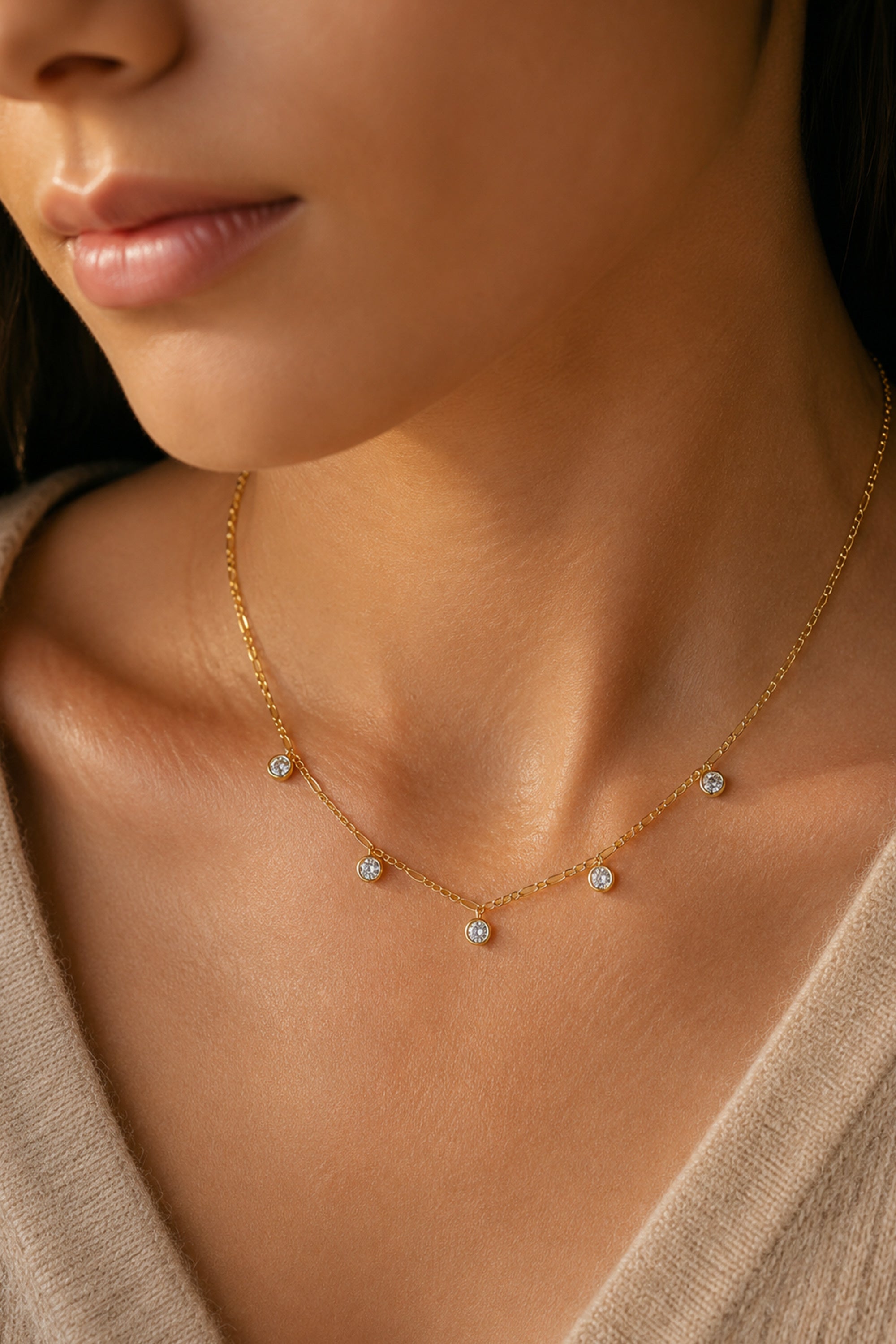 Aura CZ Necklace Gold