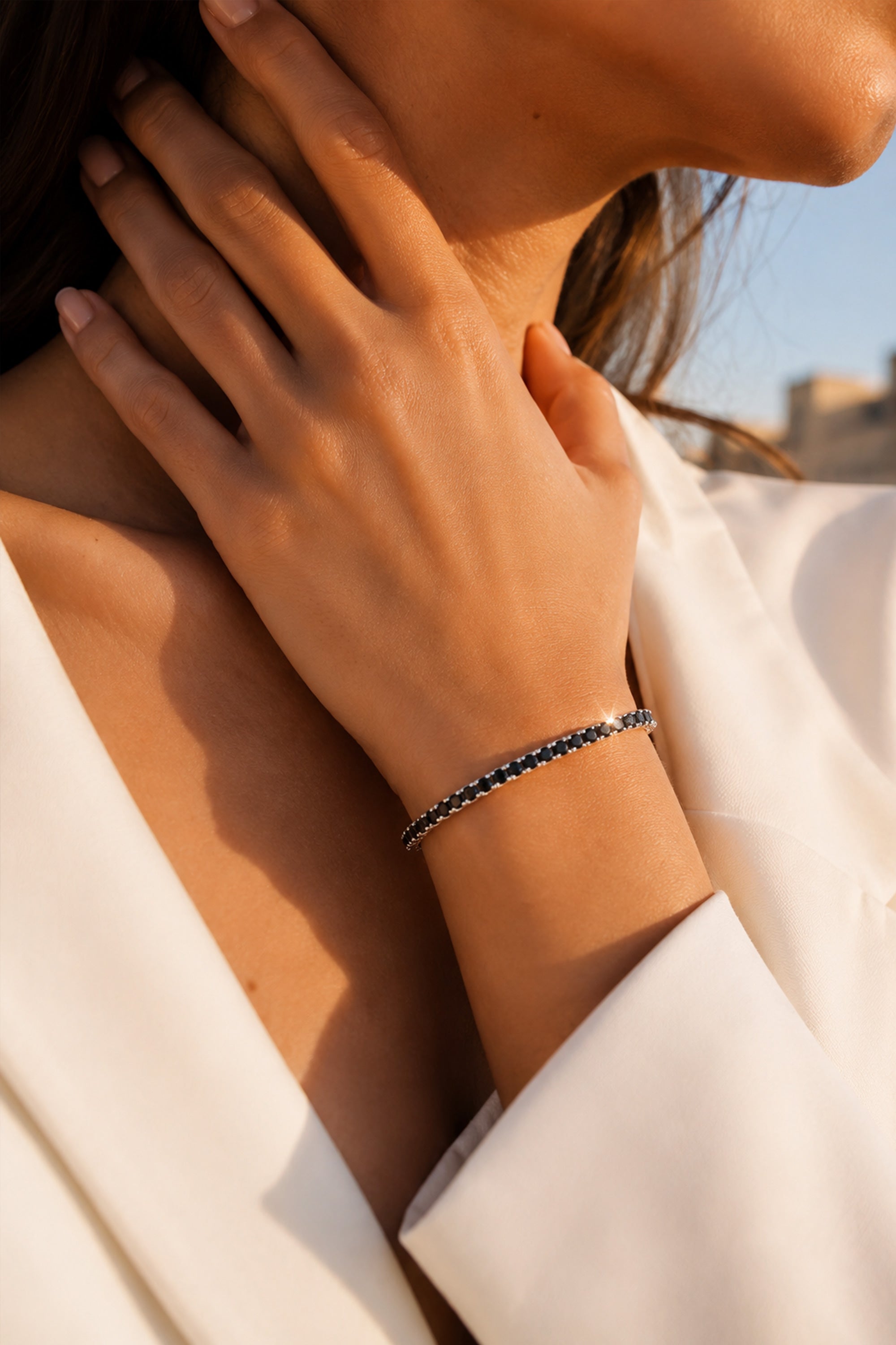 Noir Tennis Bracelet Silver