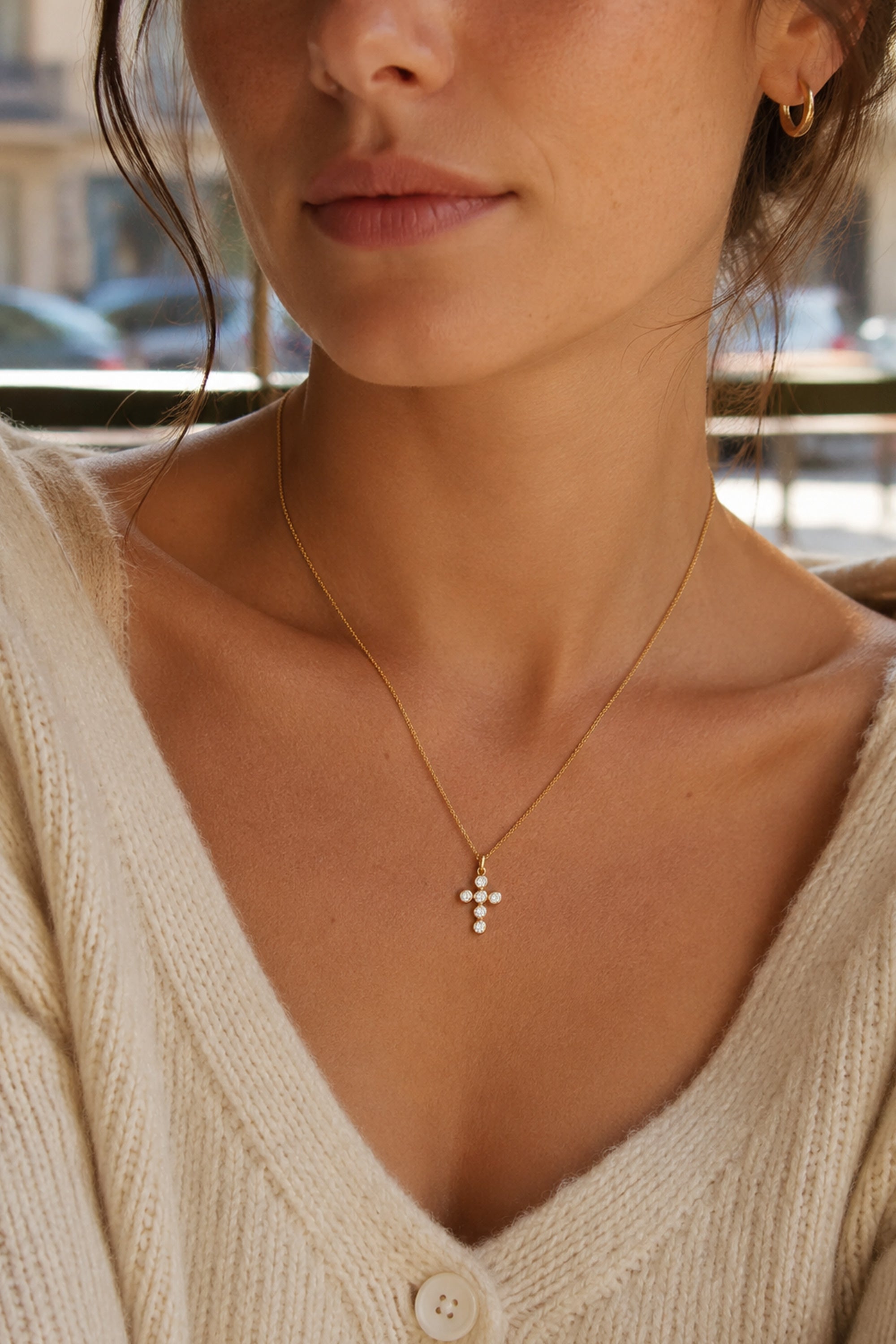 Flux Cross Necklace Gold