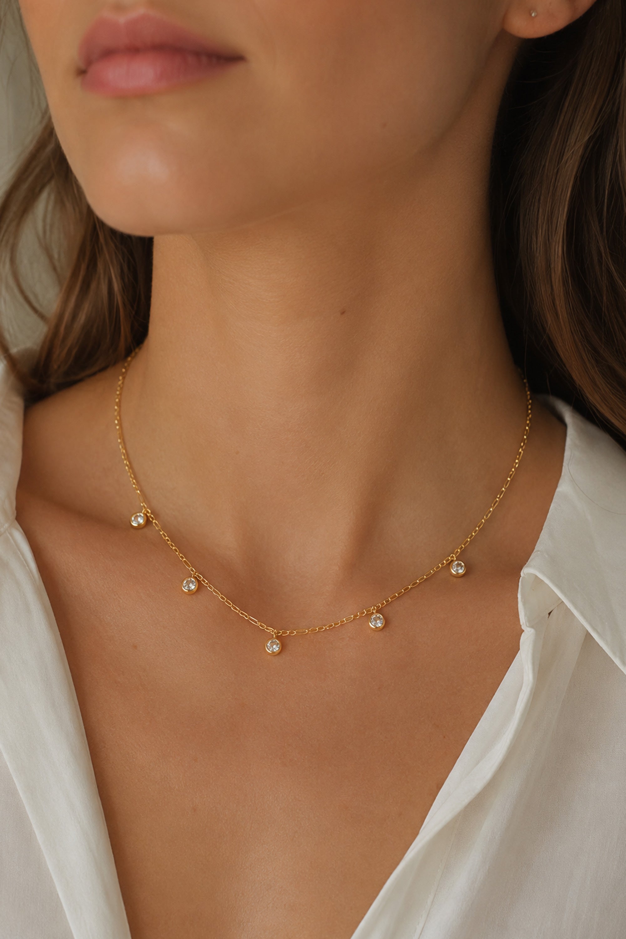 Aura CZ Necklace Gold