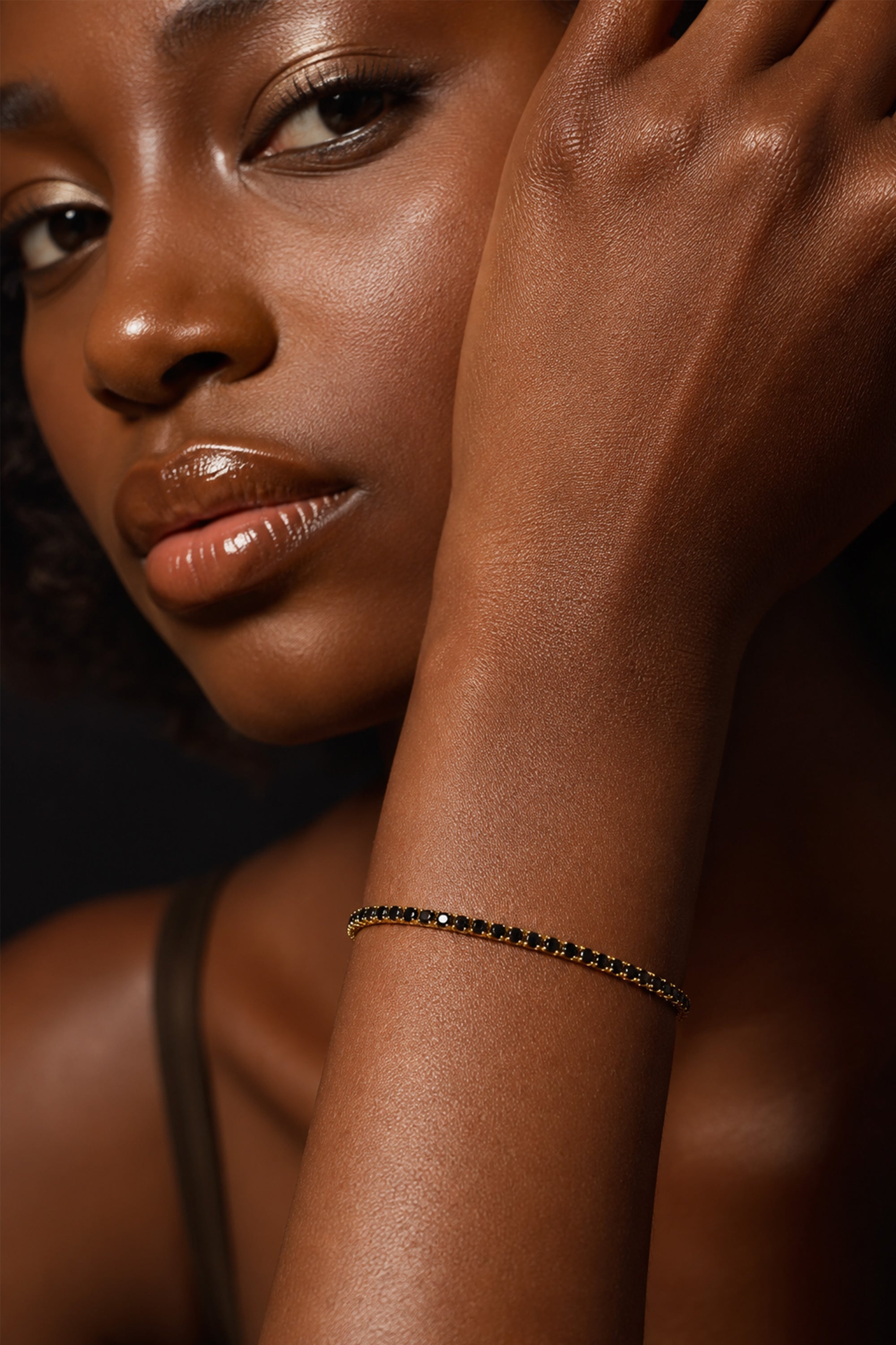 Noir Tennis Bracelet Gold
