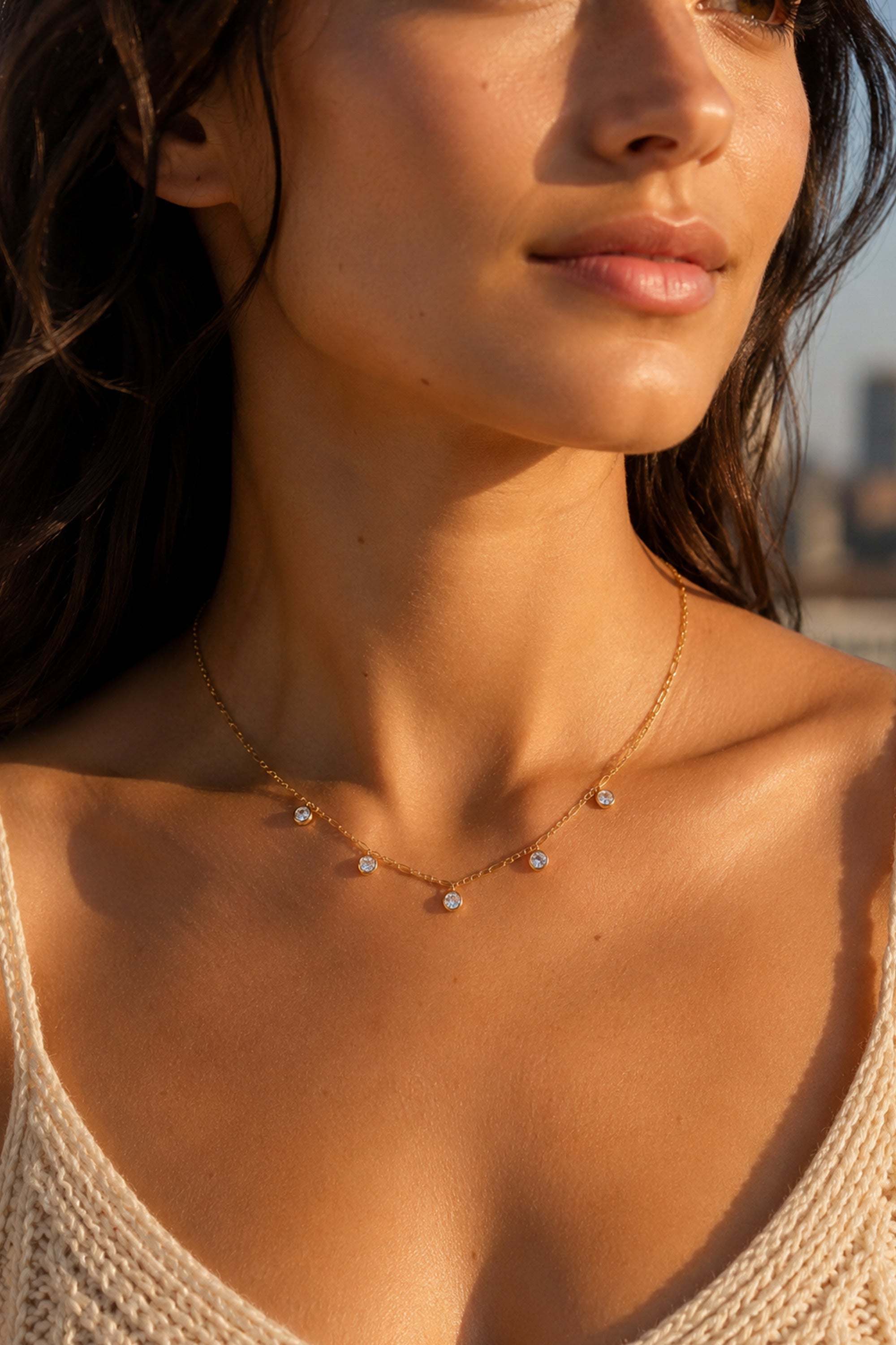 Aura CZ Necklace Gold