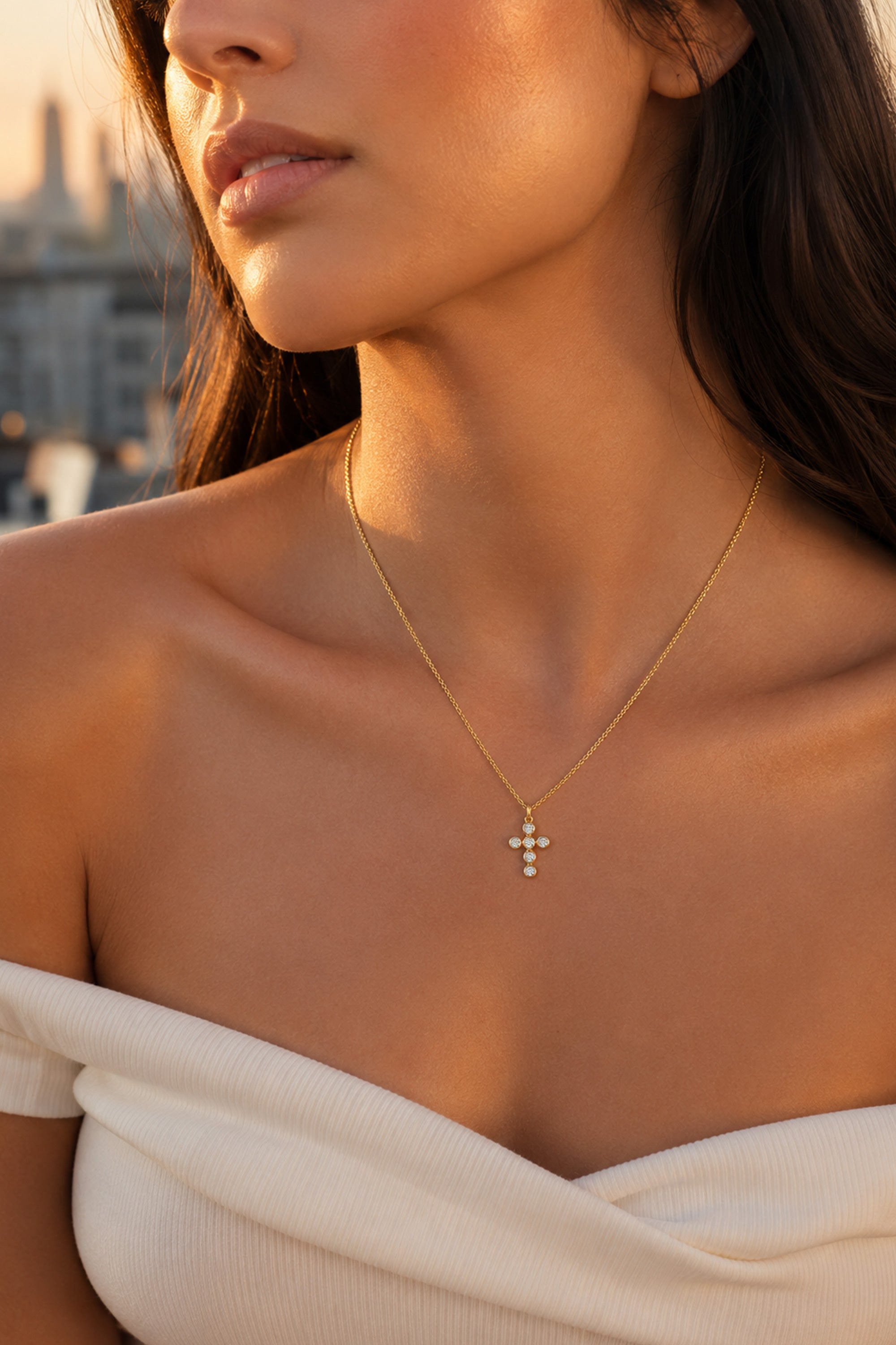 Flux Cross Necklace Gold