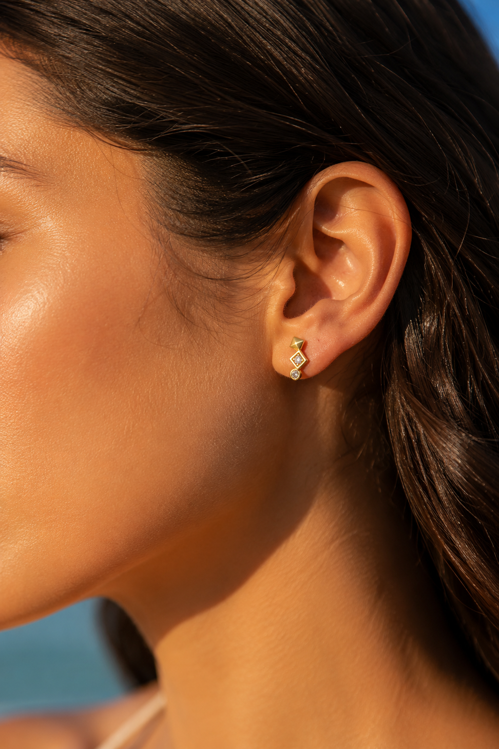 Axis Stud Earrings Gold