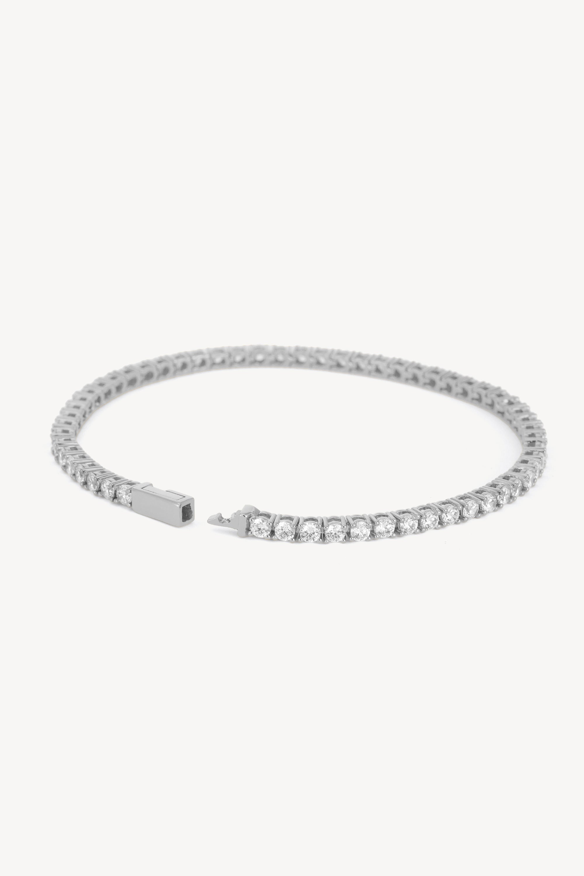 White Luster Tennis Bracelet Silver