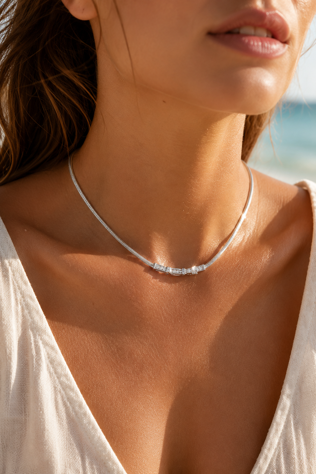 Bow Snake Chain Silver