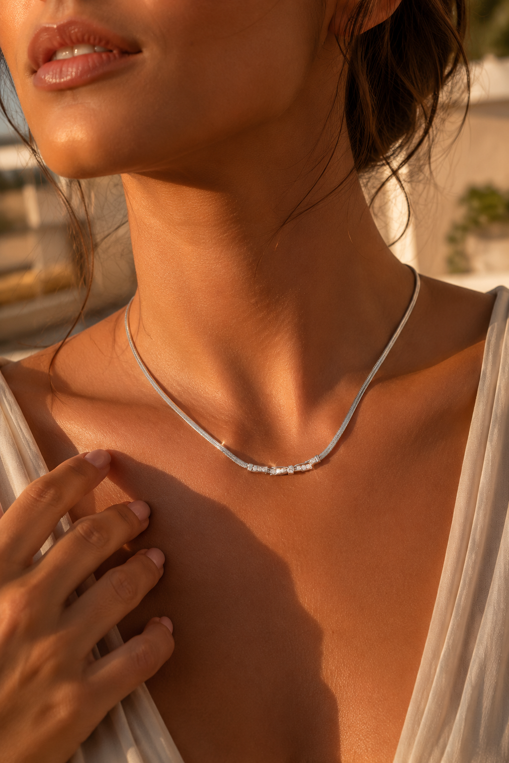 Bow Snake Chain Silver