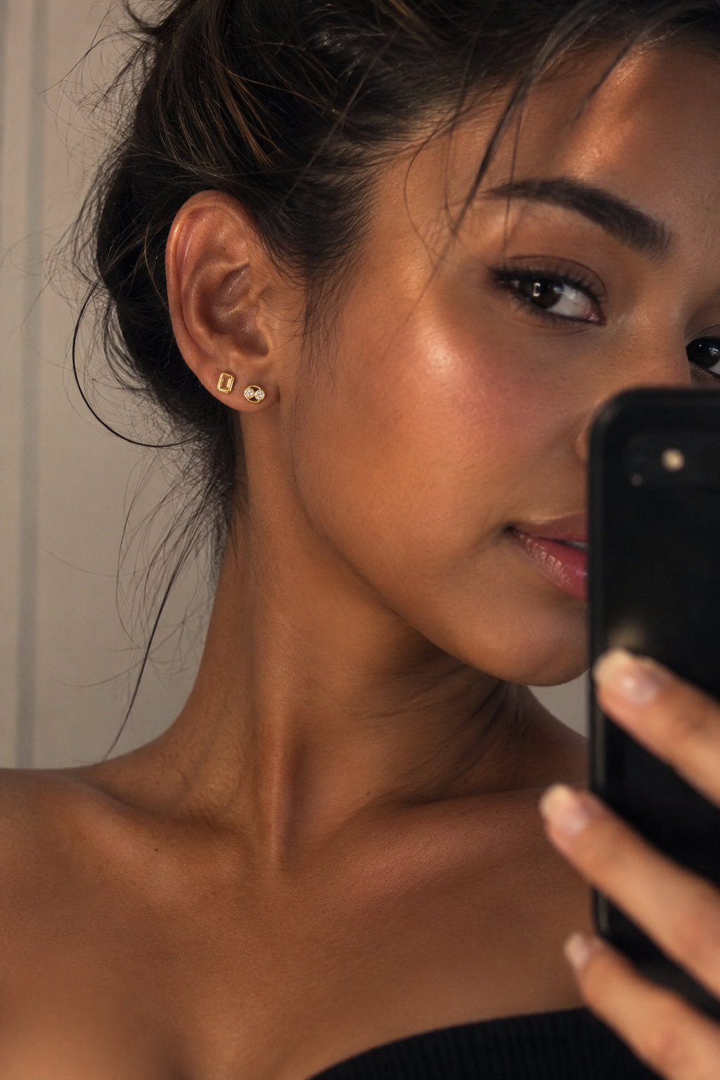 Cancer Studs Gold