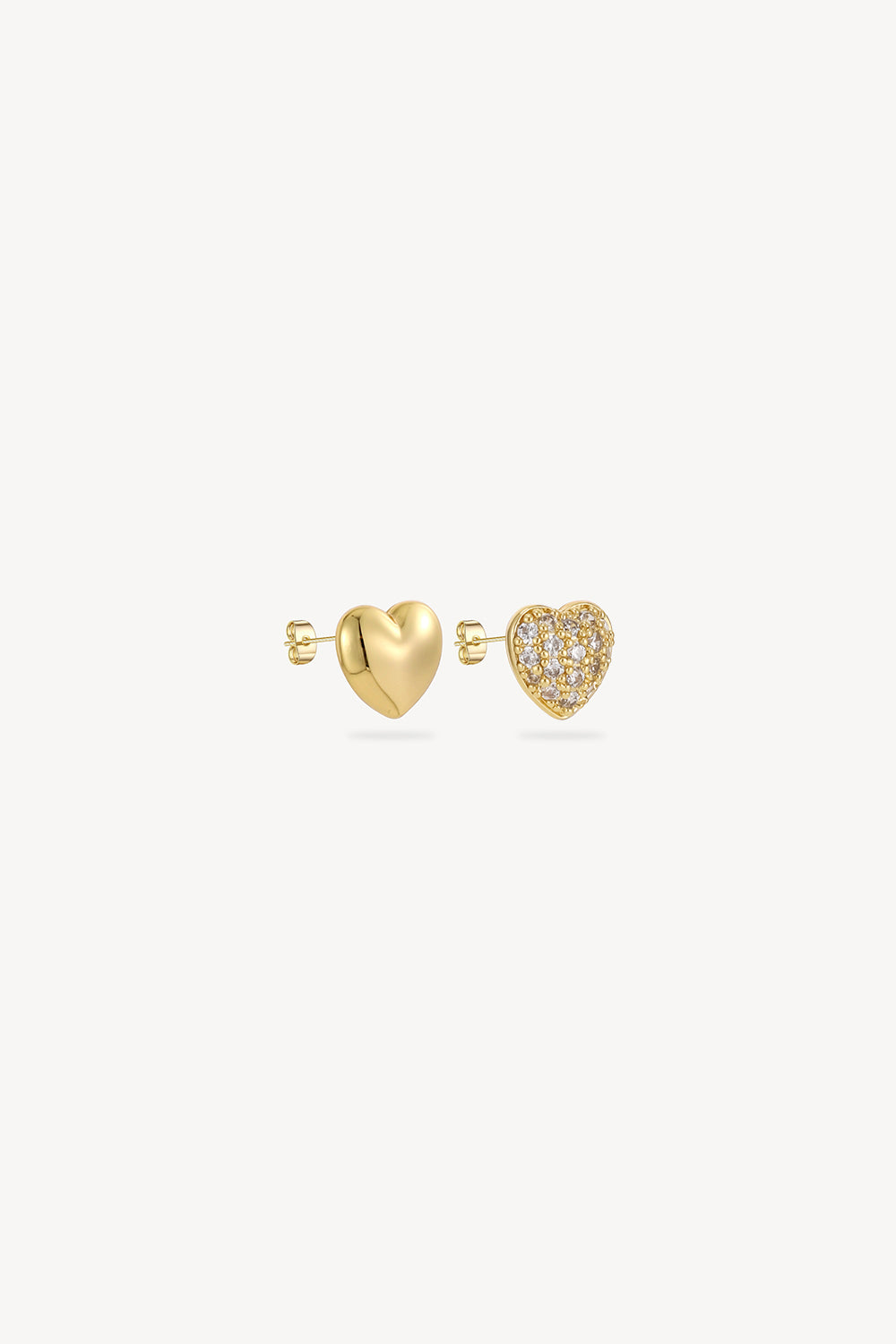 Contrast Heart Stud Earrings Gold