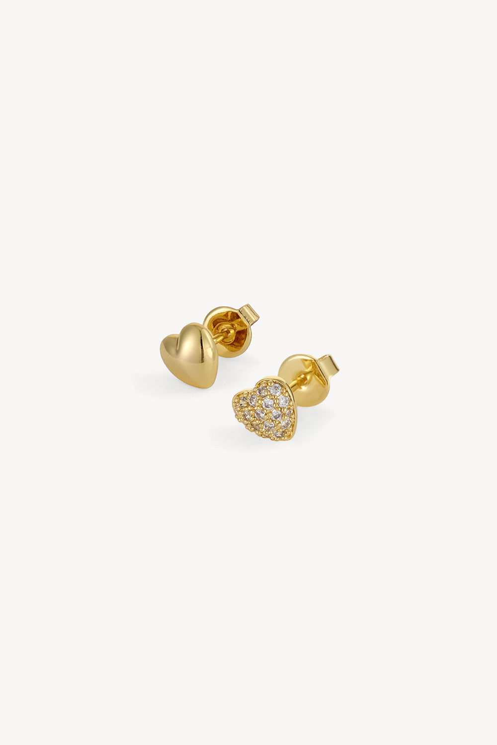 Contrast Heart Stud Earrings Gold