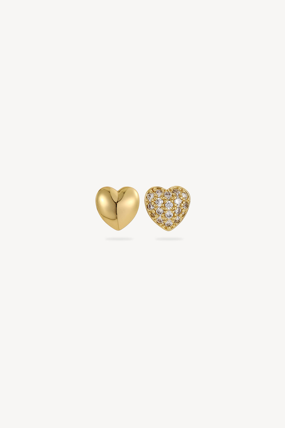 Contrast Heart Stud Earrings Gold