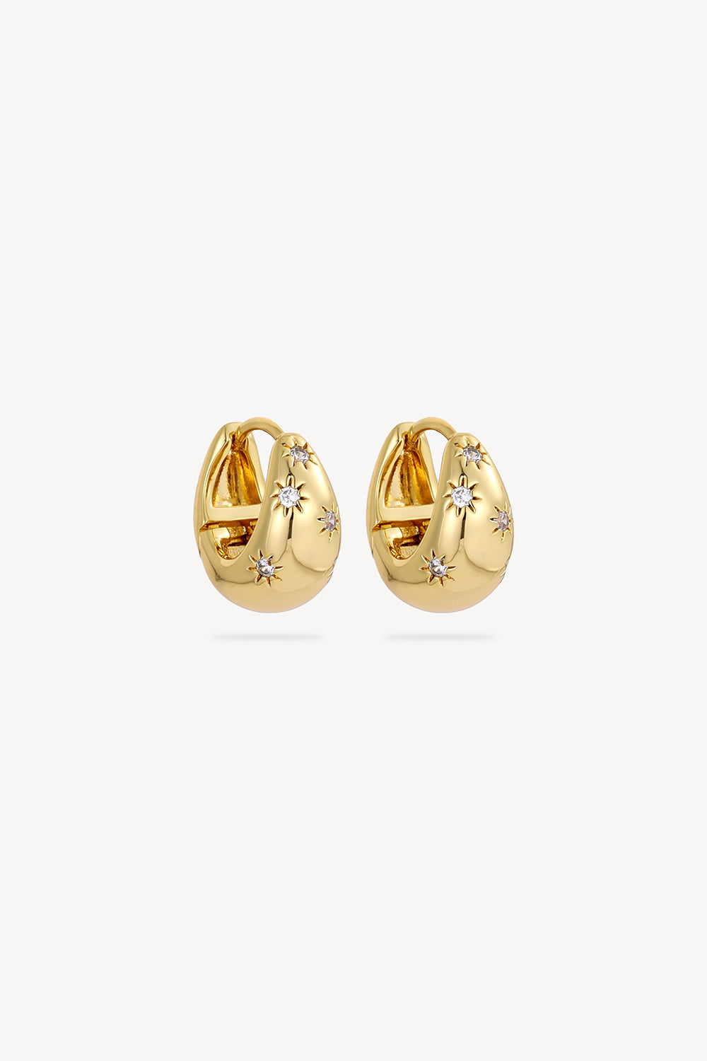 Star Engraved Teardrop Earrings Gold