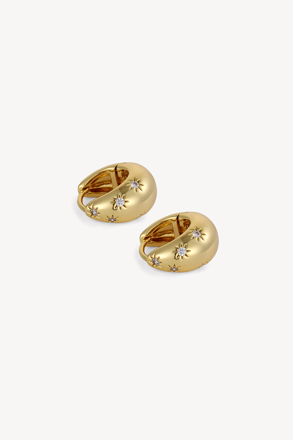 Star Engraved Teardrop Earrings Gold