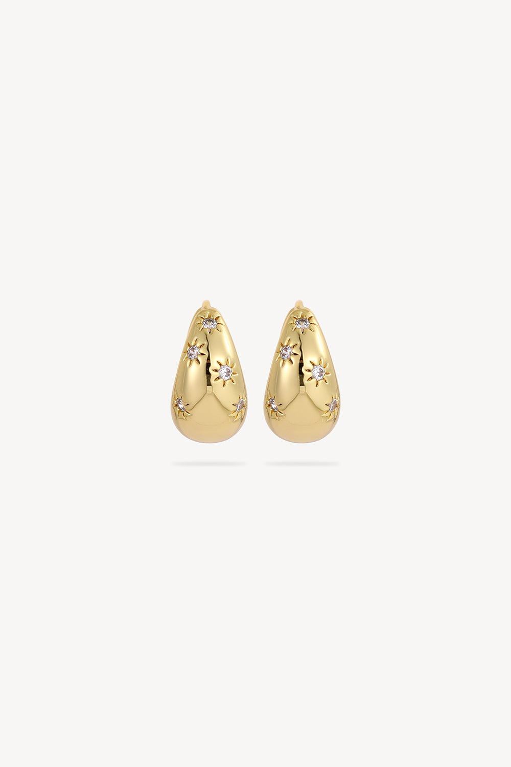Star Engraved Teardrop Earrings Gold