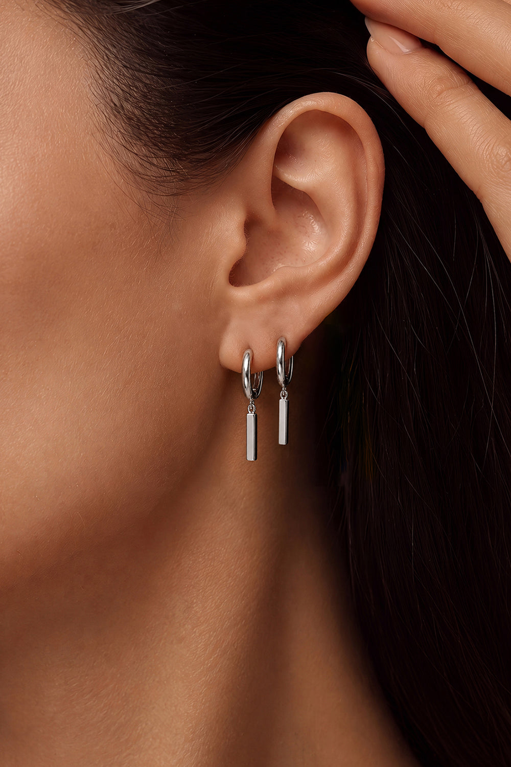 Linear Drop Silver – silver-colour drop earrings jewellery