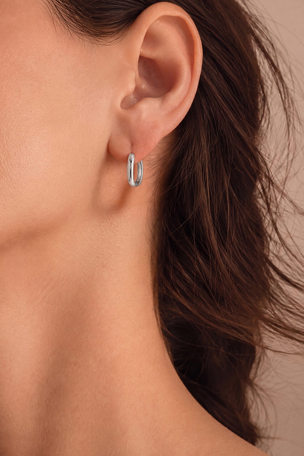 Linear Form Hoops Silver – silver-colour linear hoop earrings jewellery