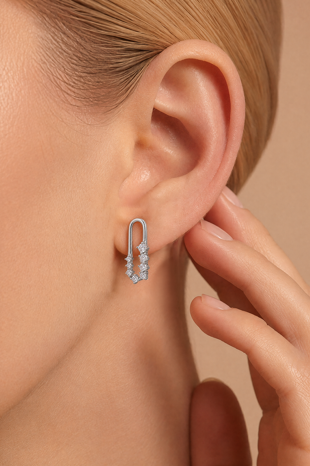 Luminous U Zircon Studs Silver – silver-colour U-shaped zircon stud earrings jewellery