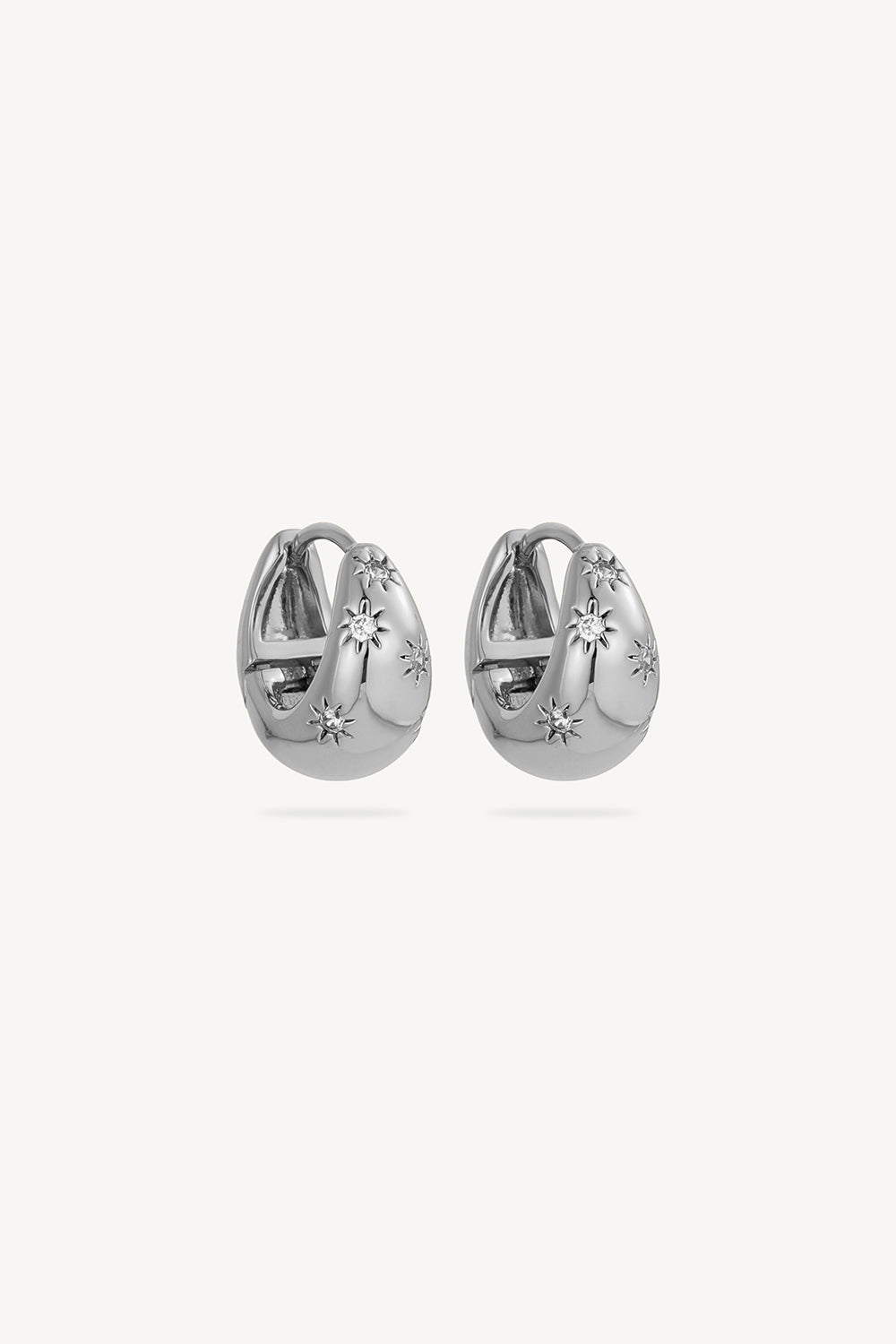 Star Engraved Teardrop Earrings Silver