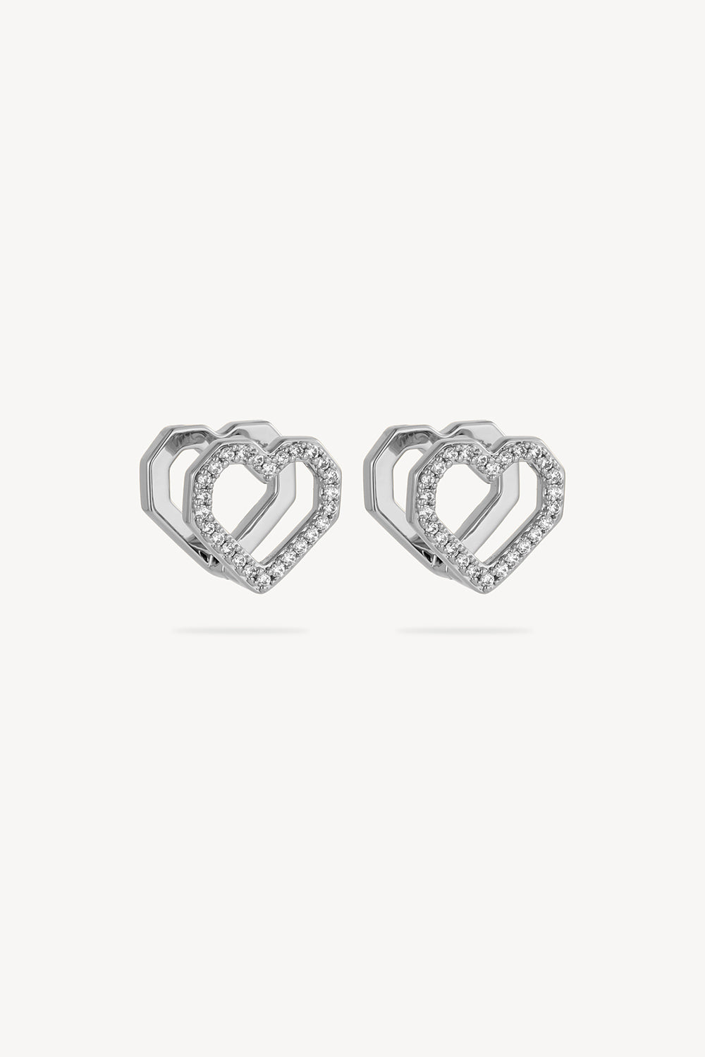 Hollow Heart Hoop Silver