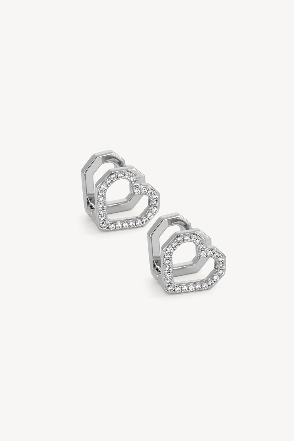Hollow Heart Hoop Silver