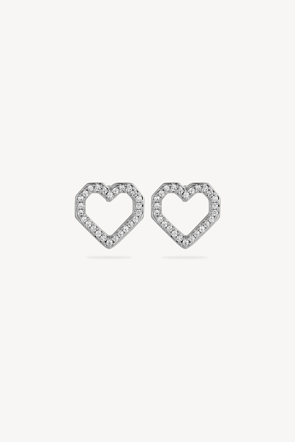 Hollow Heart Hoop Silver
