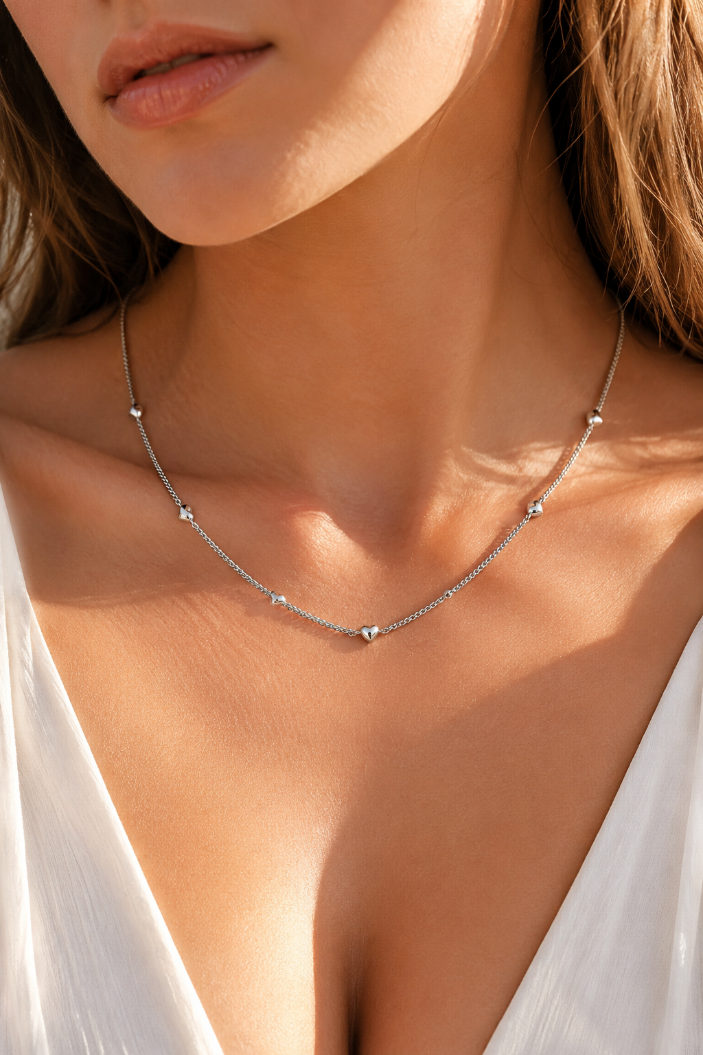 Heart Station Chain Silver