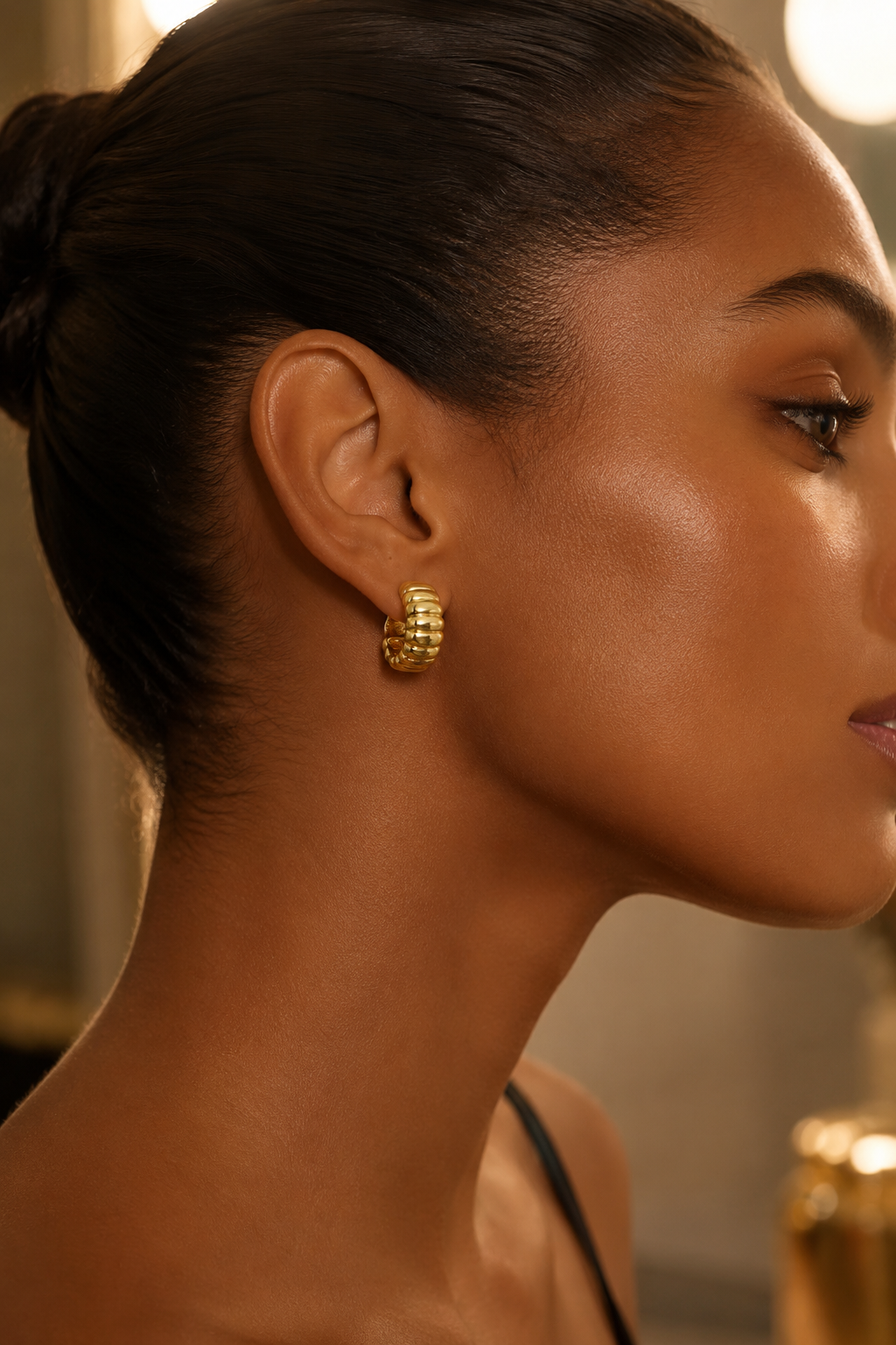 Ribbed Hoops Gold