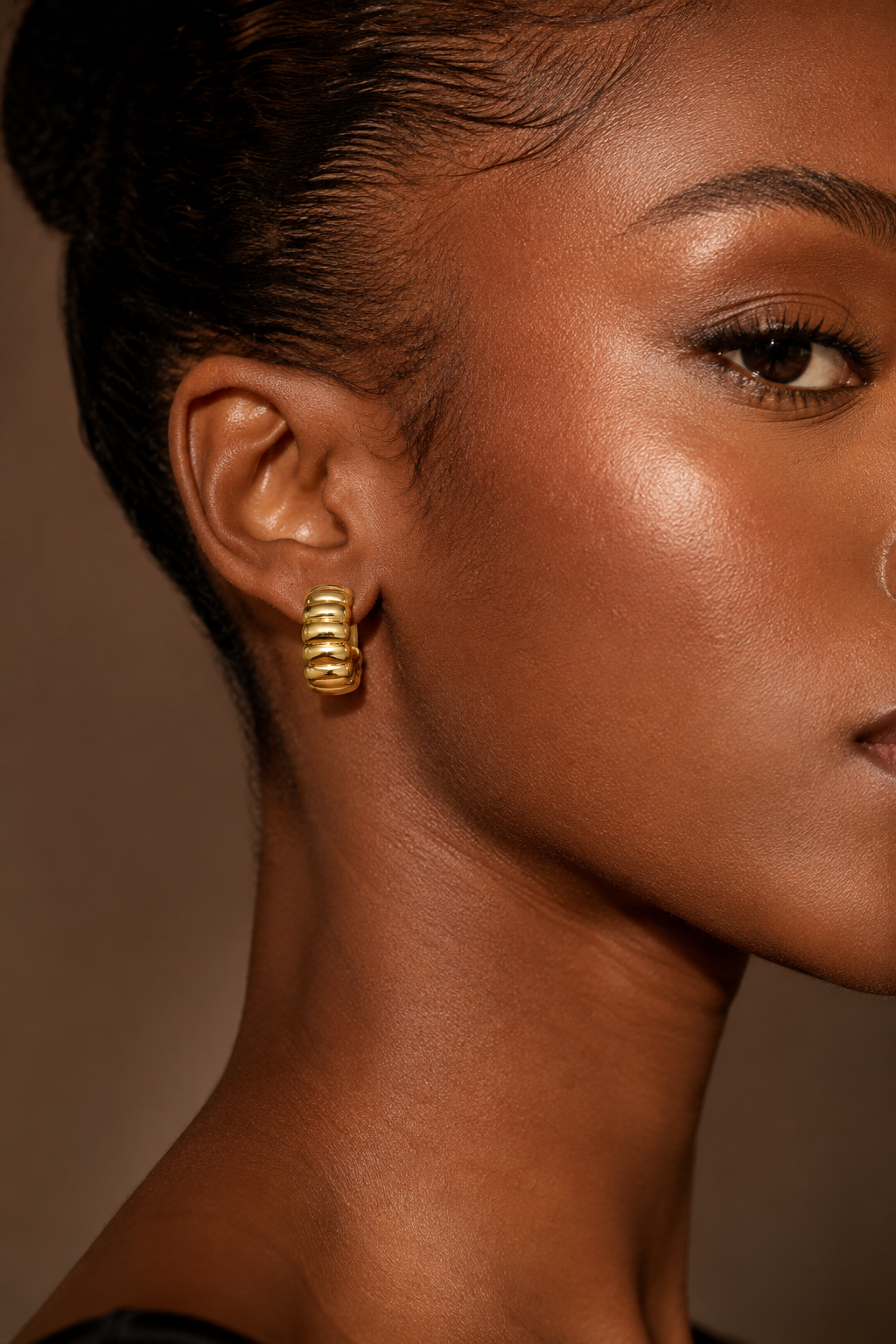 Ribbed Hoops Gold