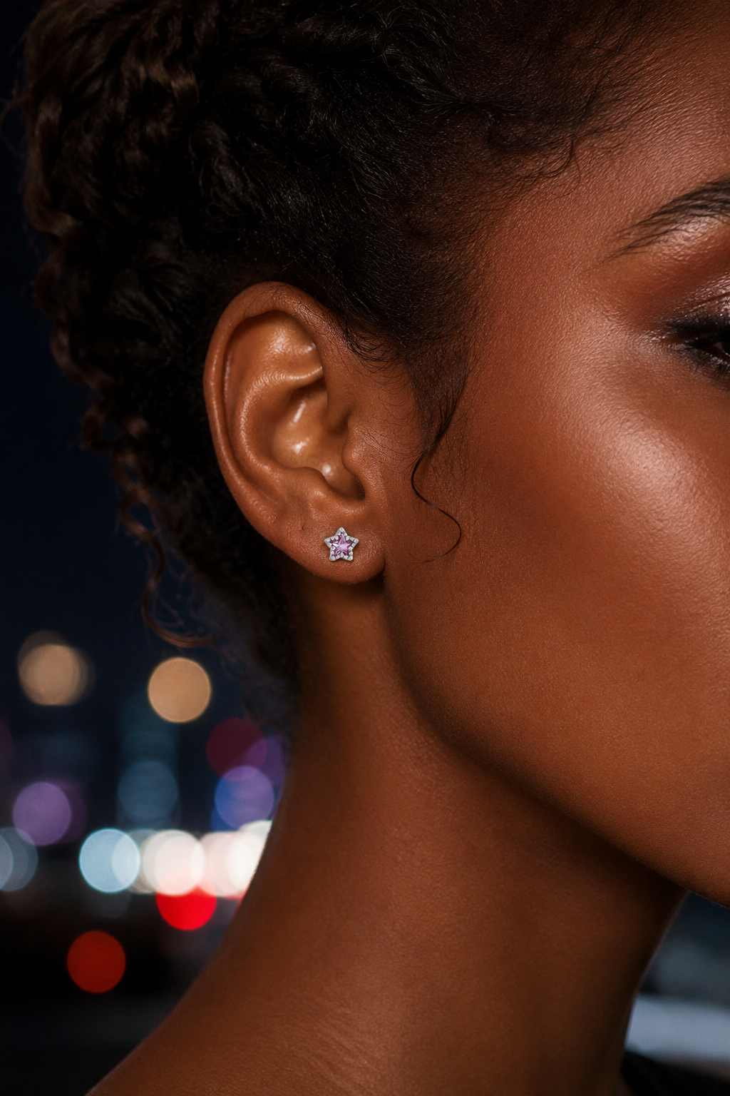 Star Purple Studs  Silver