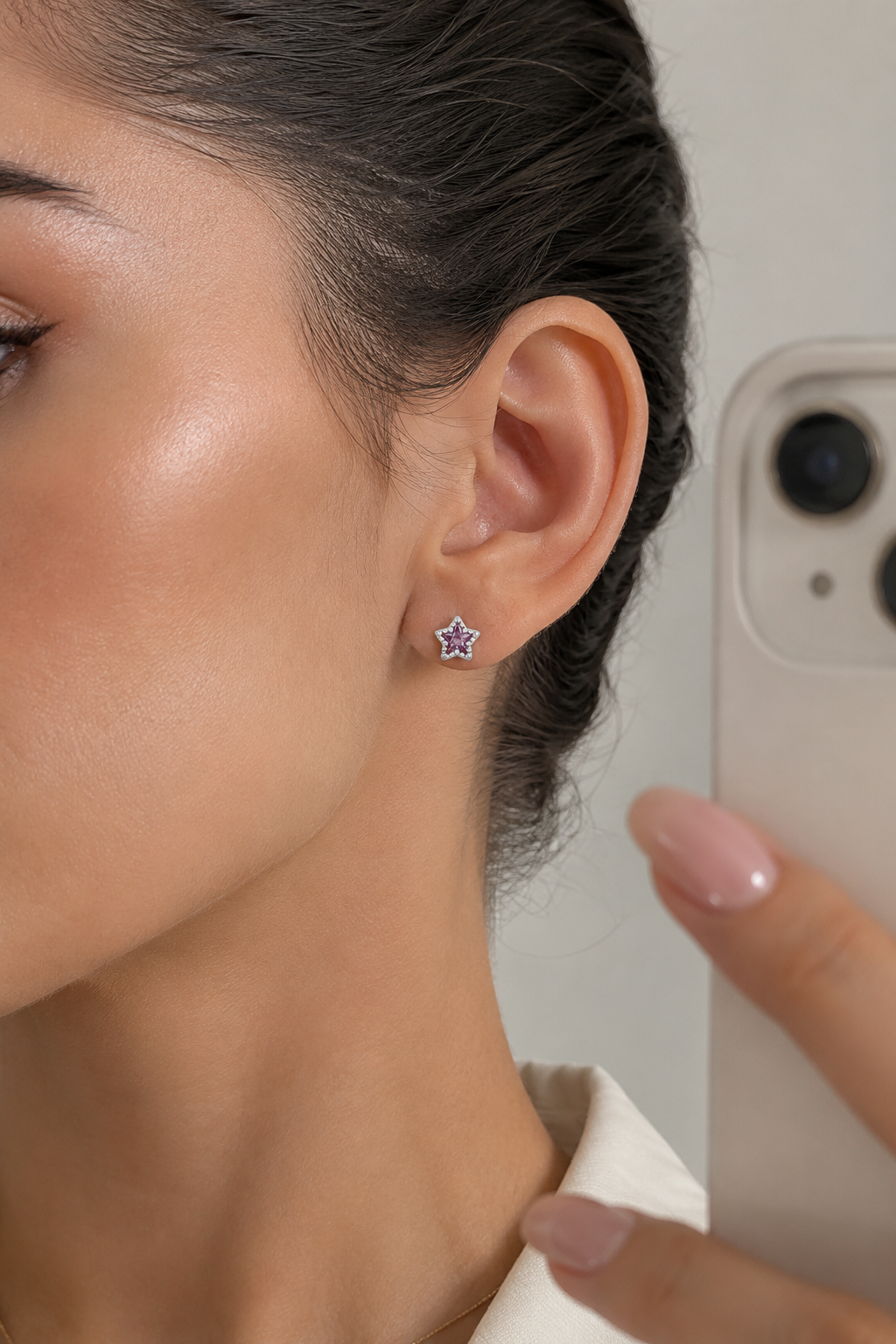 Star Purple Studs  Silver