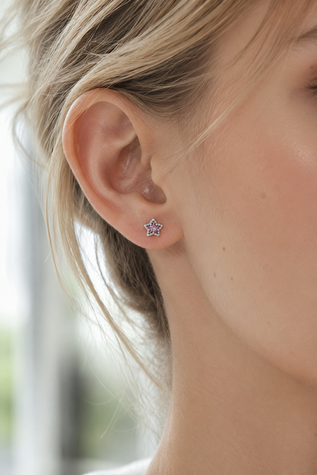 Star Purple Studs  Silver