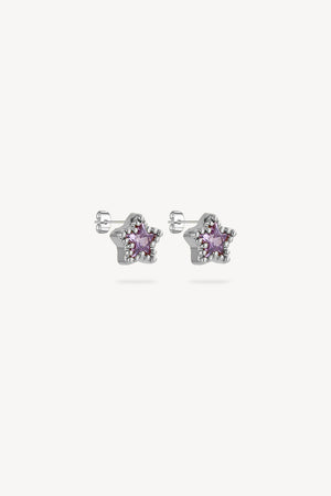 Star Purple Studs Silver – rhodium plated silver-colour purple star stud earrings Australia
