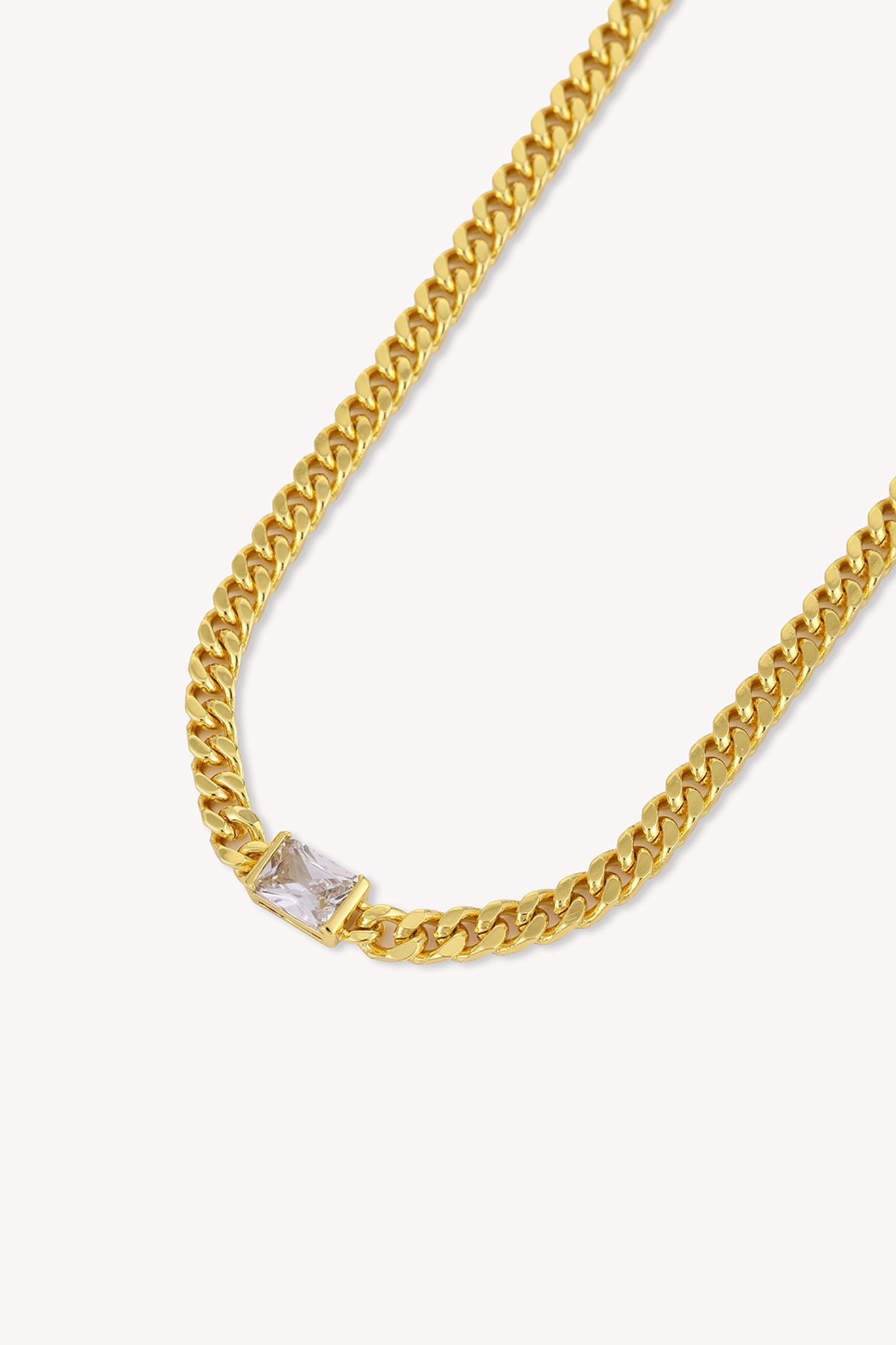 Solitaire Curb Necklace Gold