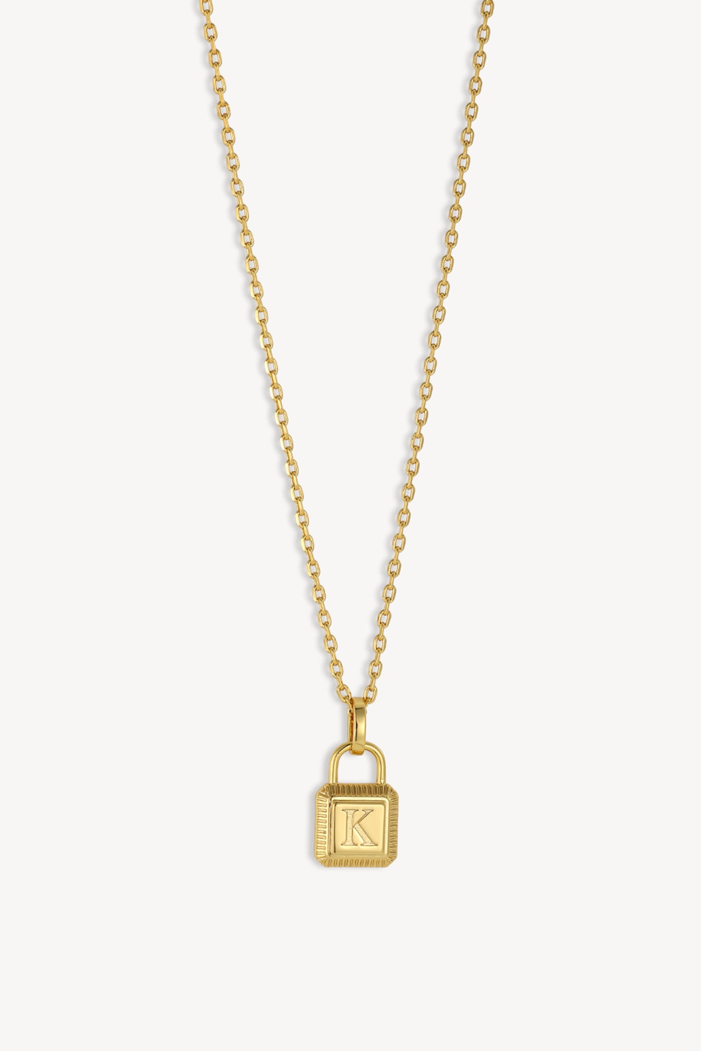 Initial Lock Necklace Gold