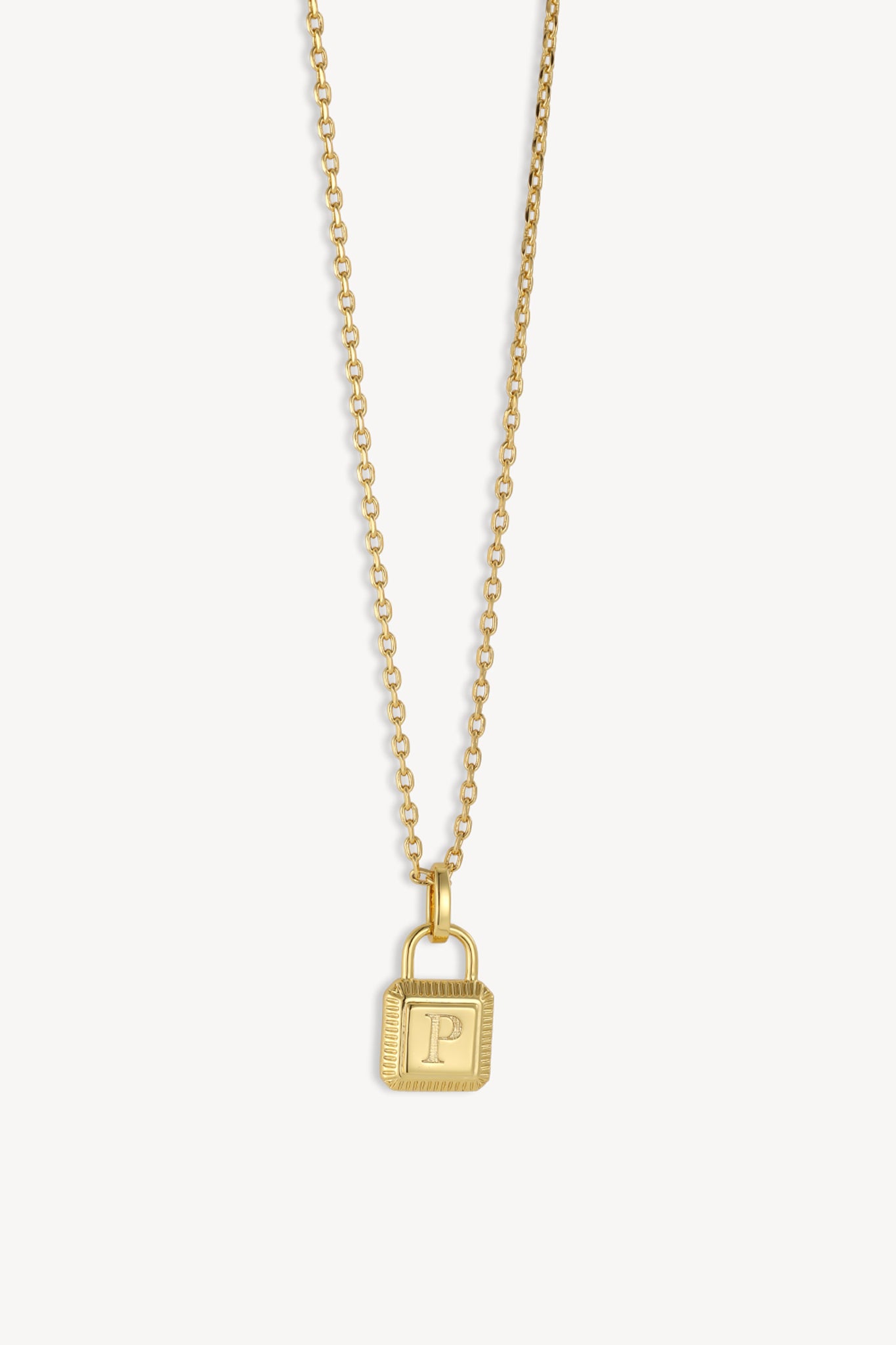 Initial Lock Necklace Gold