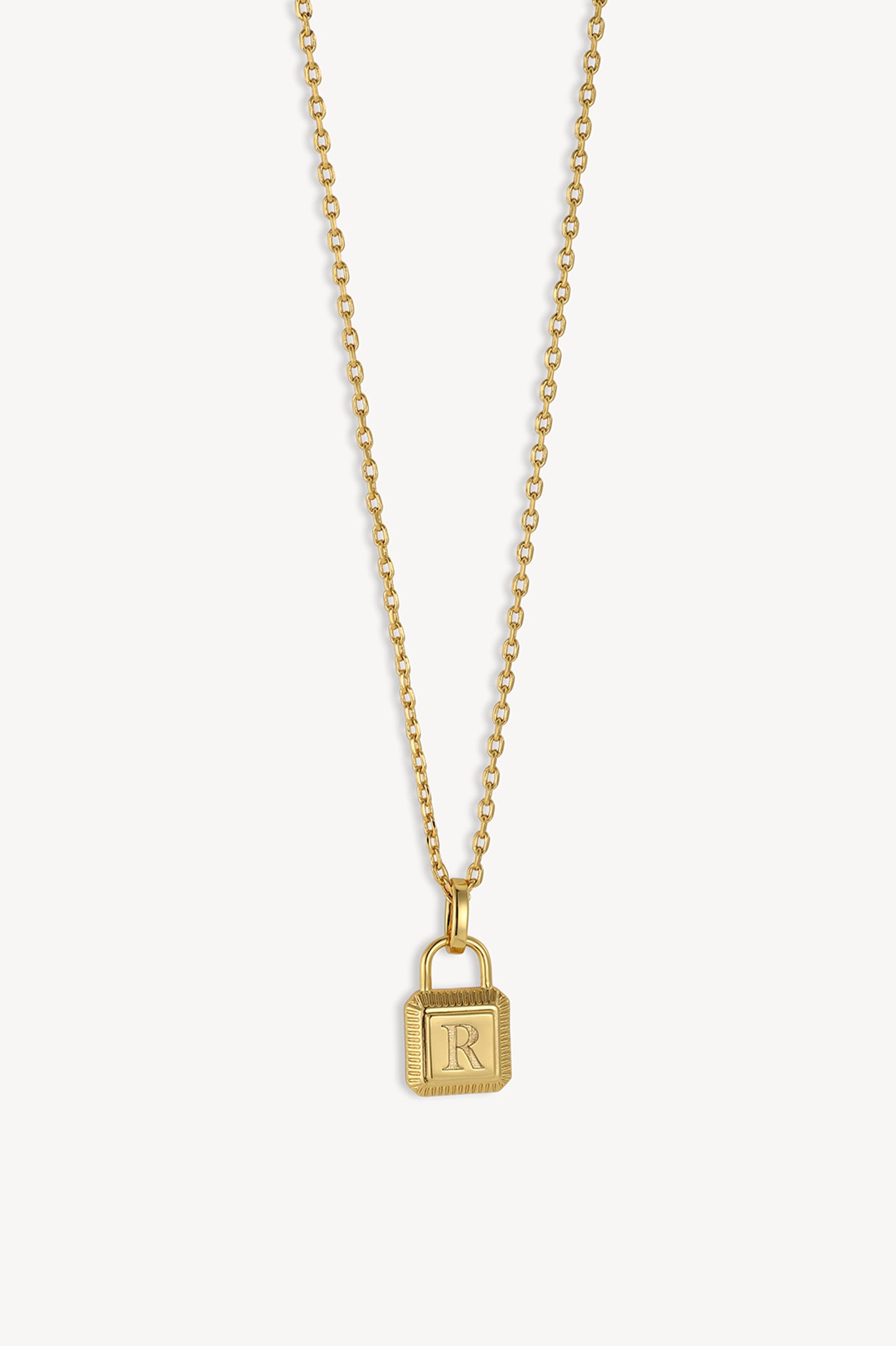 Initial Lock Necklace Gold
