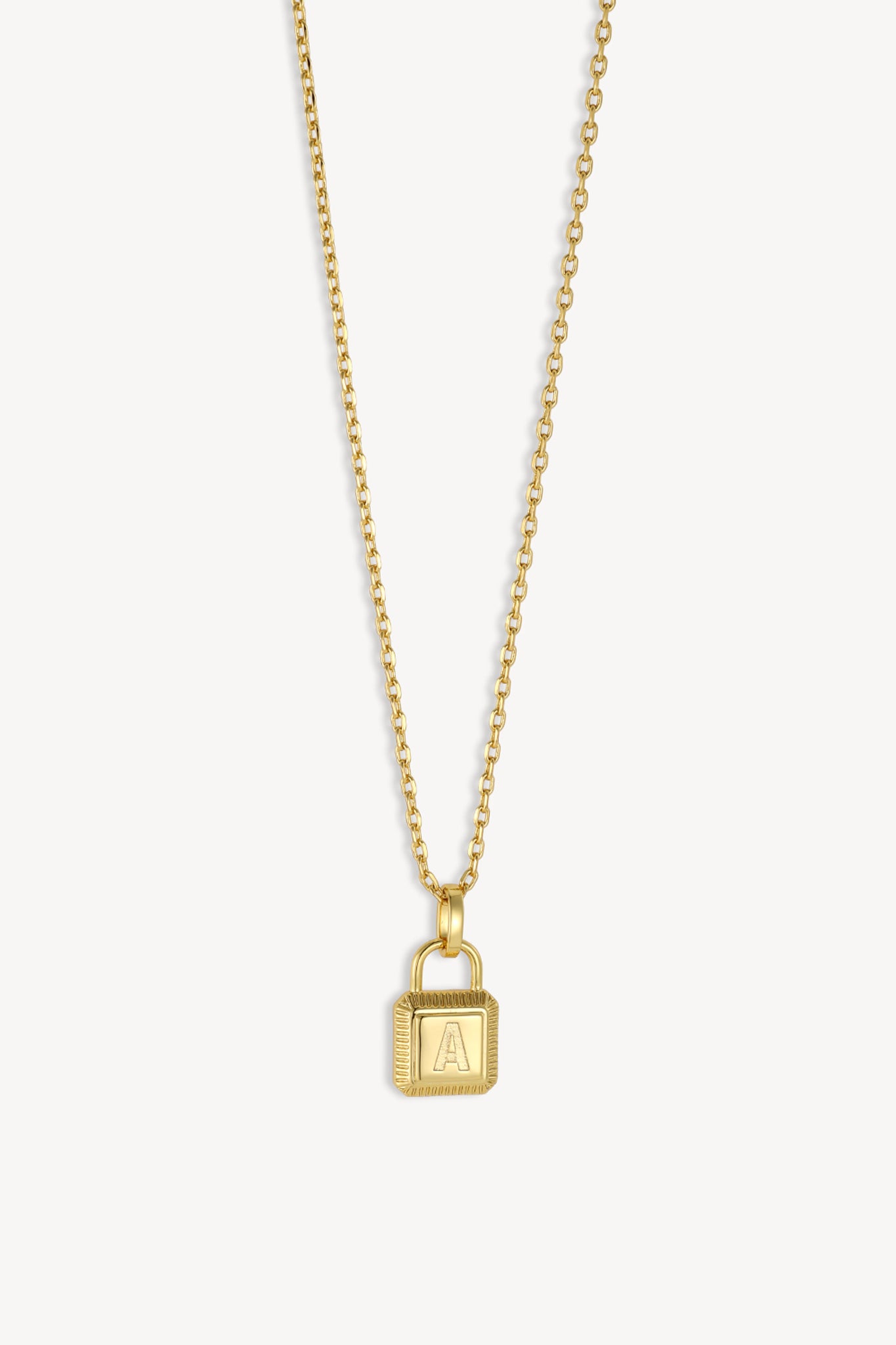 Initial Lock Necklace Gold